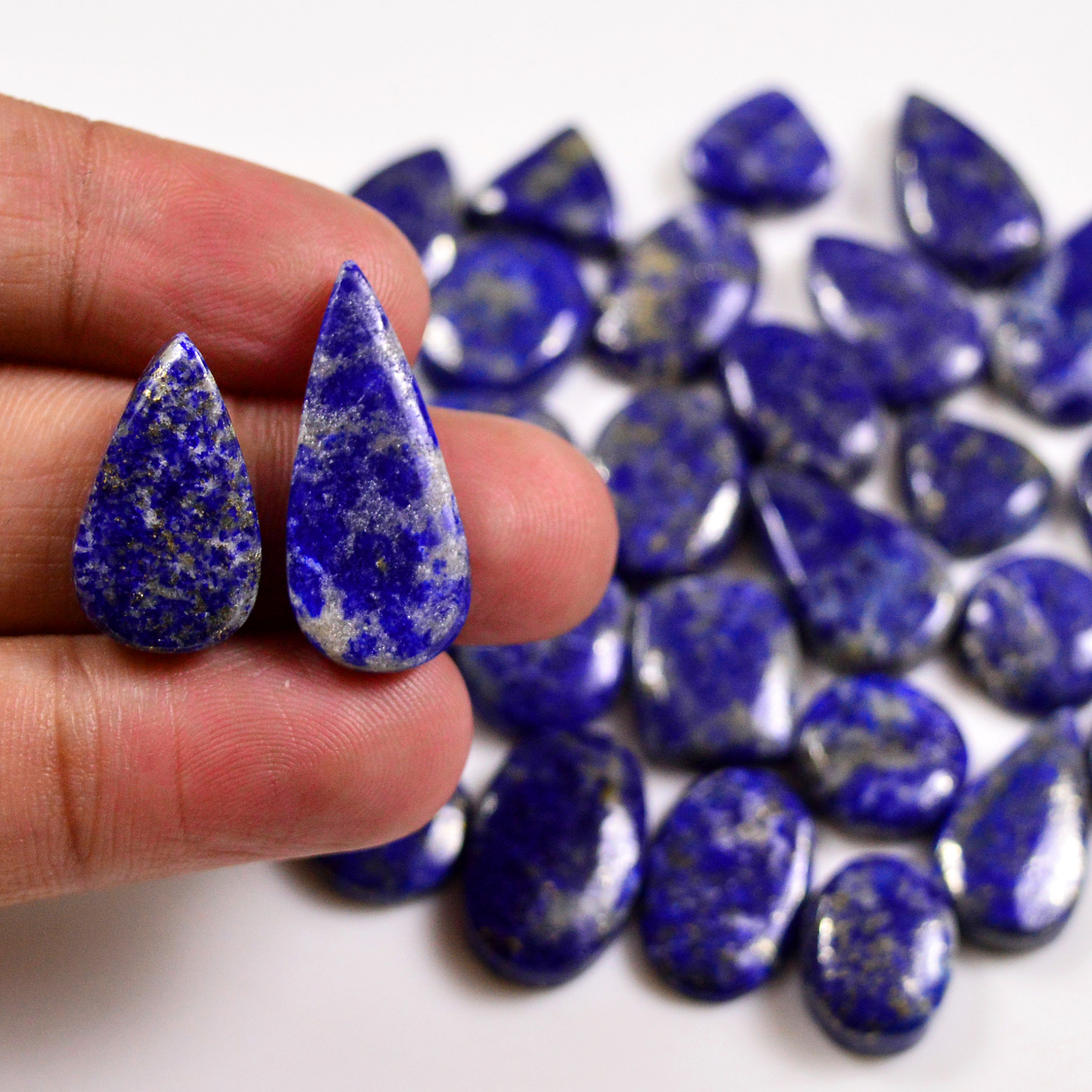 33 Pcs 320 Cts Natural Lapis Lazuli Cabochons Gemstone Lot for jewellery making25x11 12x12mm 19720