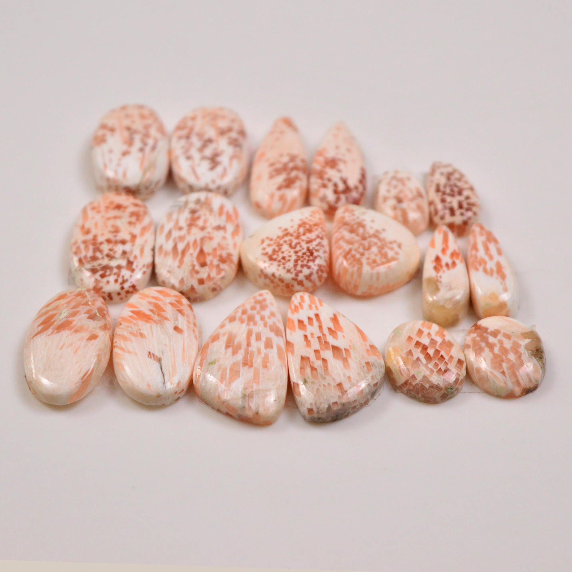 9 Pairs 97Cts Natural Pink Scolecite gemstone Cabochons Pairs lot for Jewelry Making  23x13 15x8mm 19722