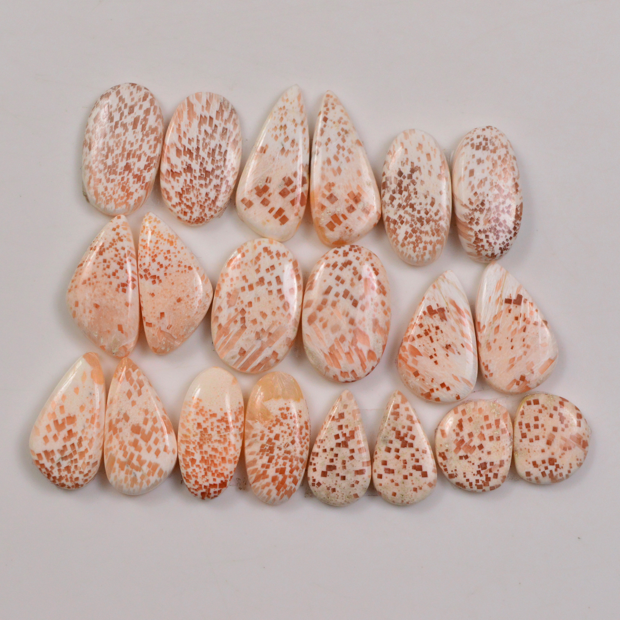 10 Pairs 113Cts Natural Pink Scolecite gemstone Cabochons Pairs lot for Jewelry Making  22x9 12x10mm 19723