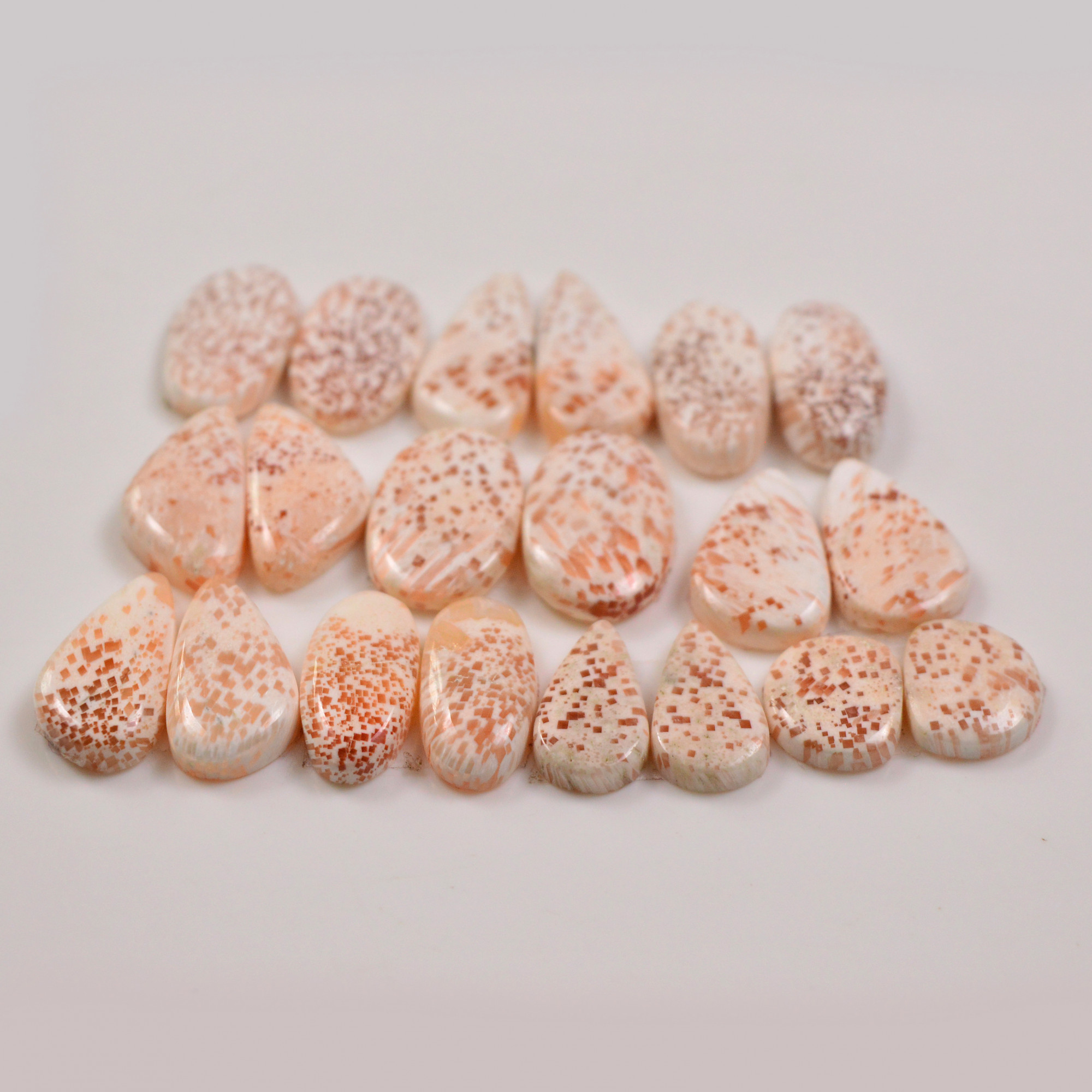 10 Pairs 113Cts Natural Pink Scolecite gemstone Cabochons Pairs lot for Jewelry Making  22x9 12x10mm 19723