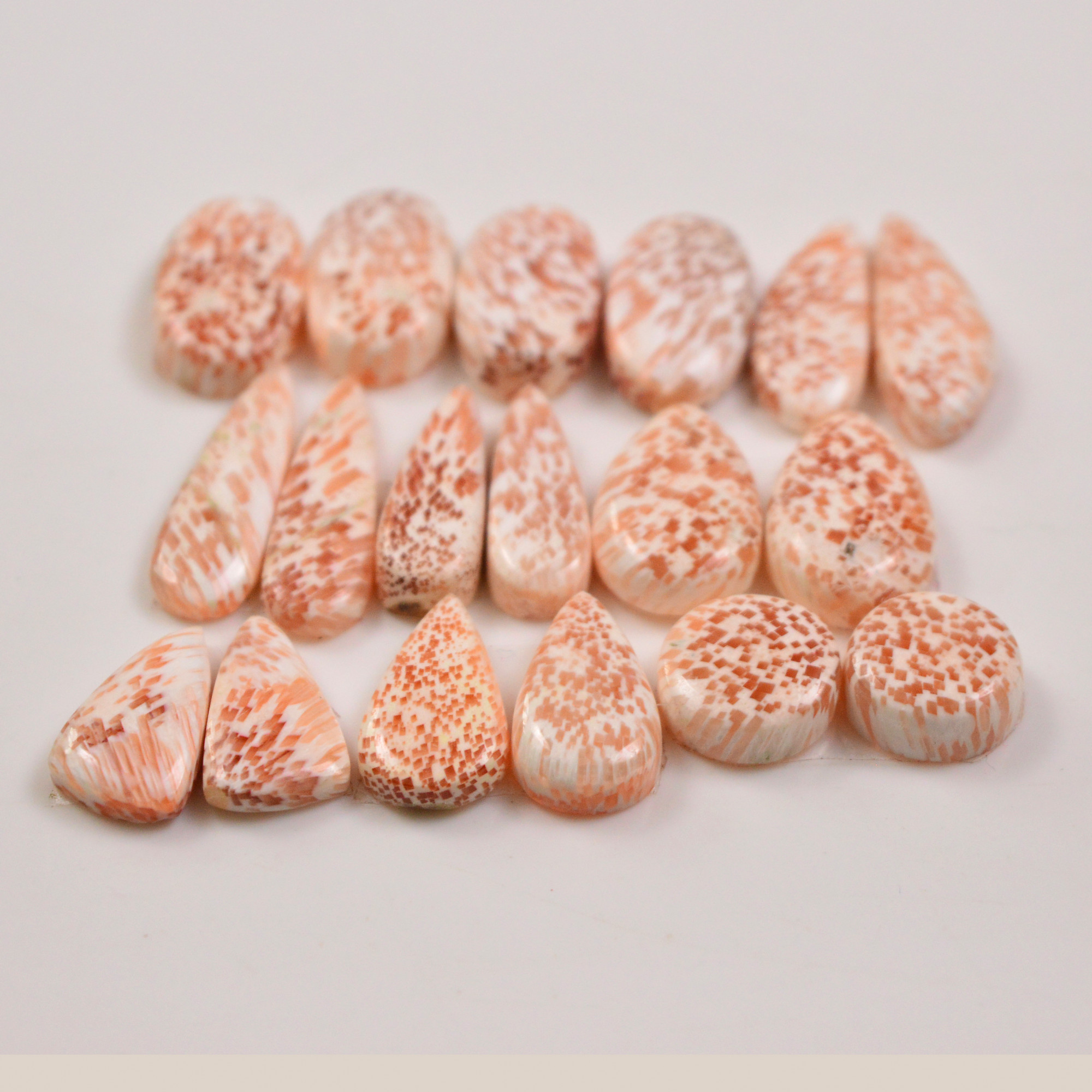 9 Pairs 85Cts Natural Pink Scolecite gemstone Cabochons Pairs lot for Jewelry Making  22x6 10x10mm 19724