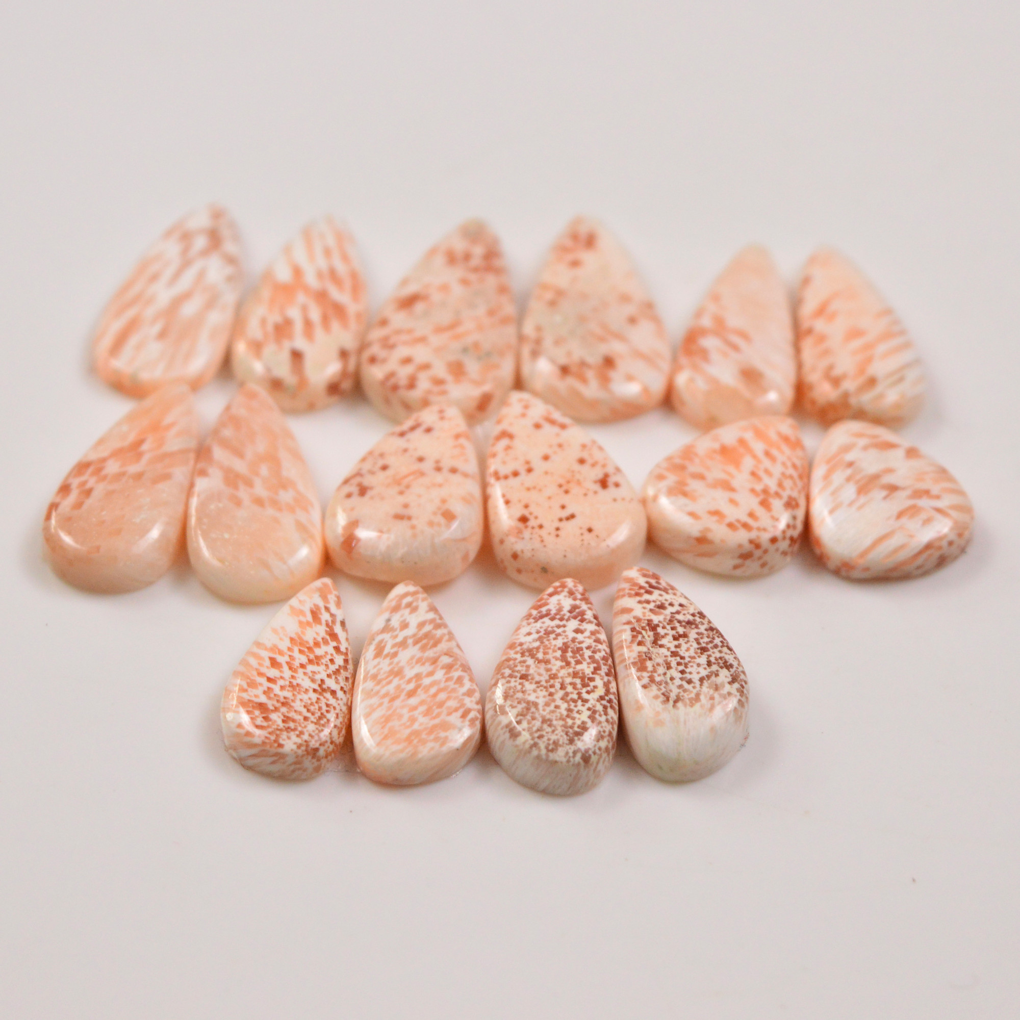 8 Pairs 101Cts Natural Pink Scolecite gemstone Cabochons Pairs lot for Jewelry Making 20x11 13x11mm 19726