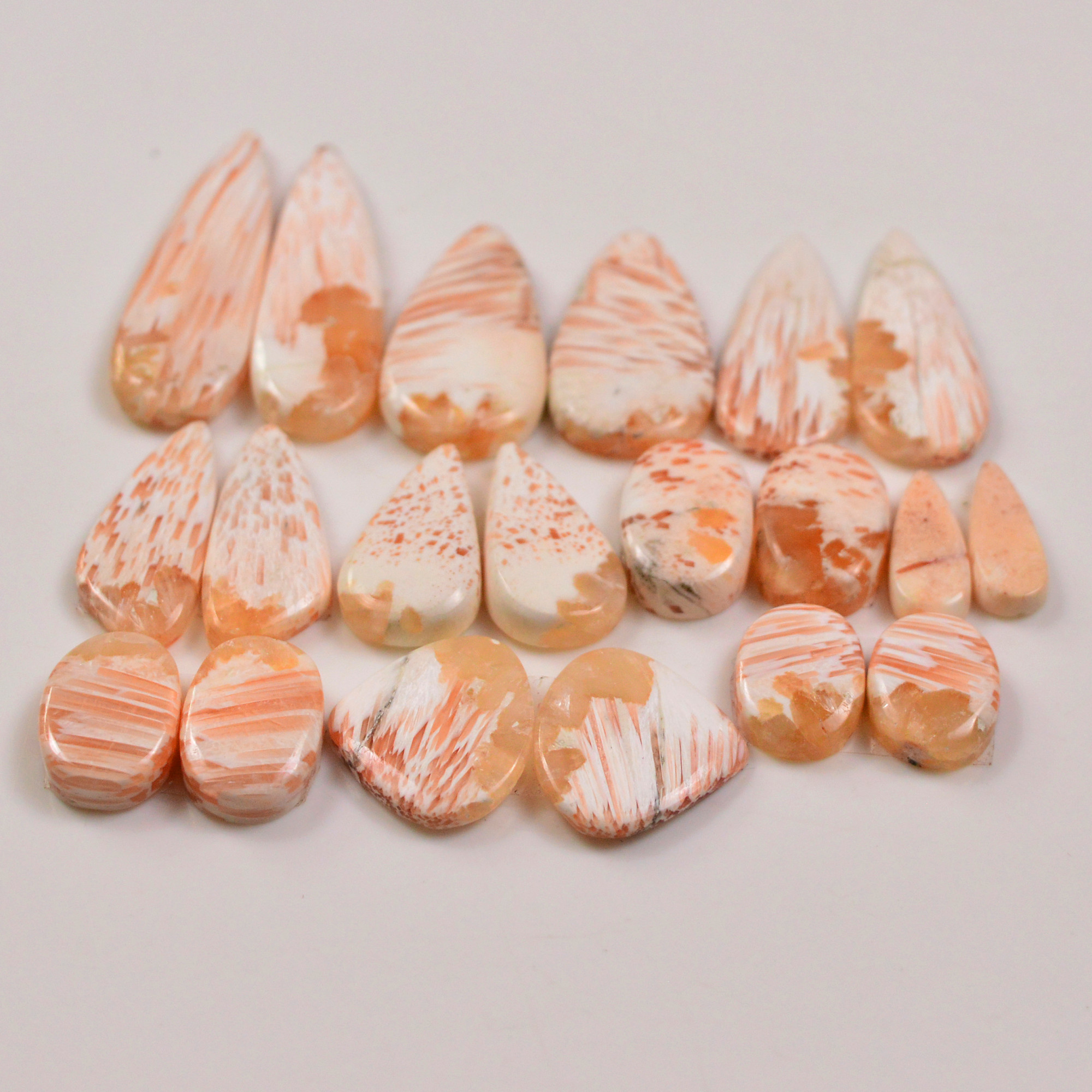 10 Pairs 140Cts Natural Pink Scolecite gemstone Cabochons Pairs lot for Jewelry Making  37x11 13x9mm 19727