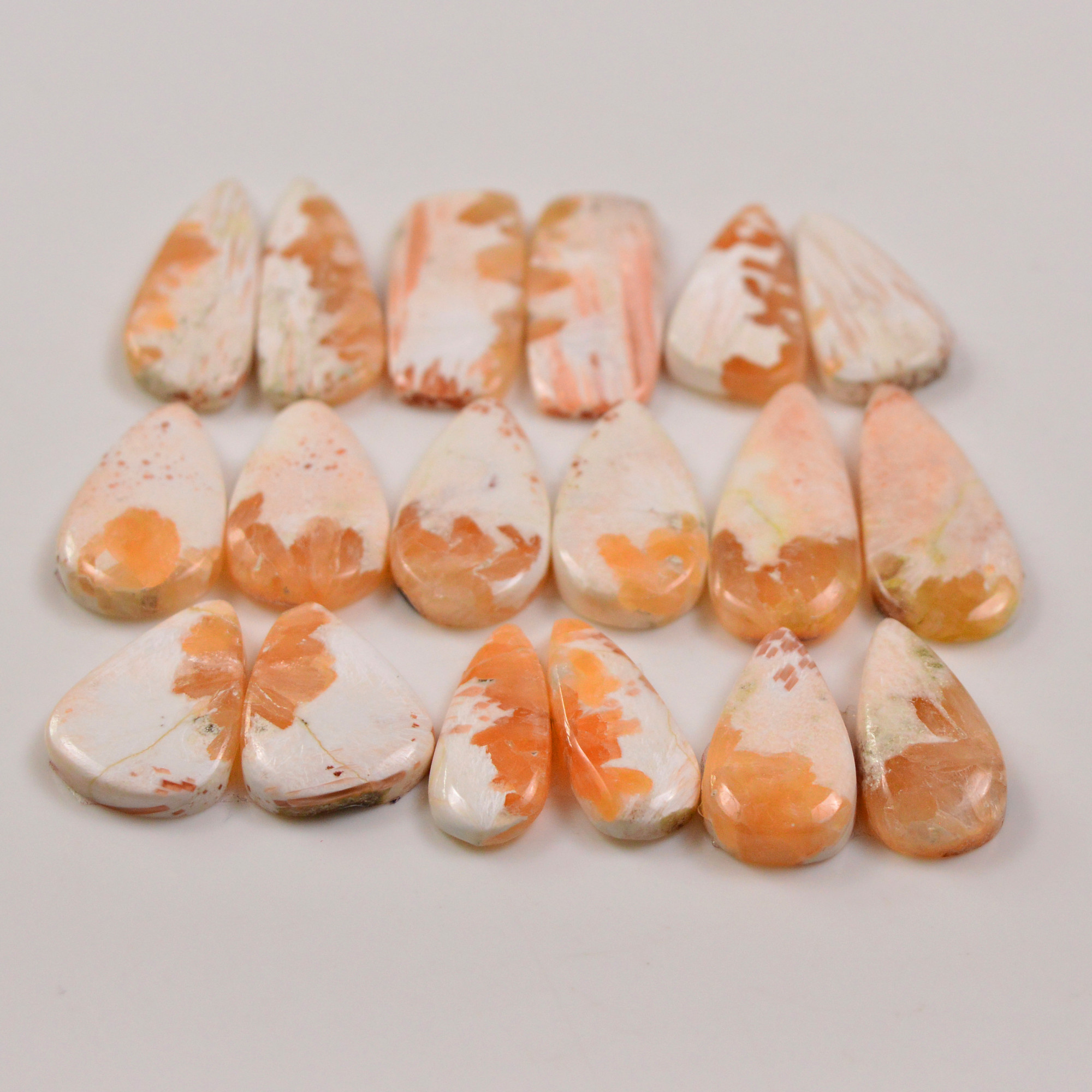 9 Pairs 128Cts Natural Pink Scolecite gemstone Cabochons Pairs lot for Jewelry Making  27x9 20x10mm 19729