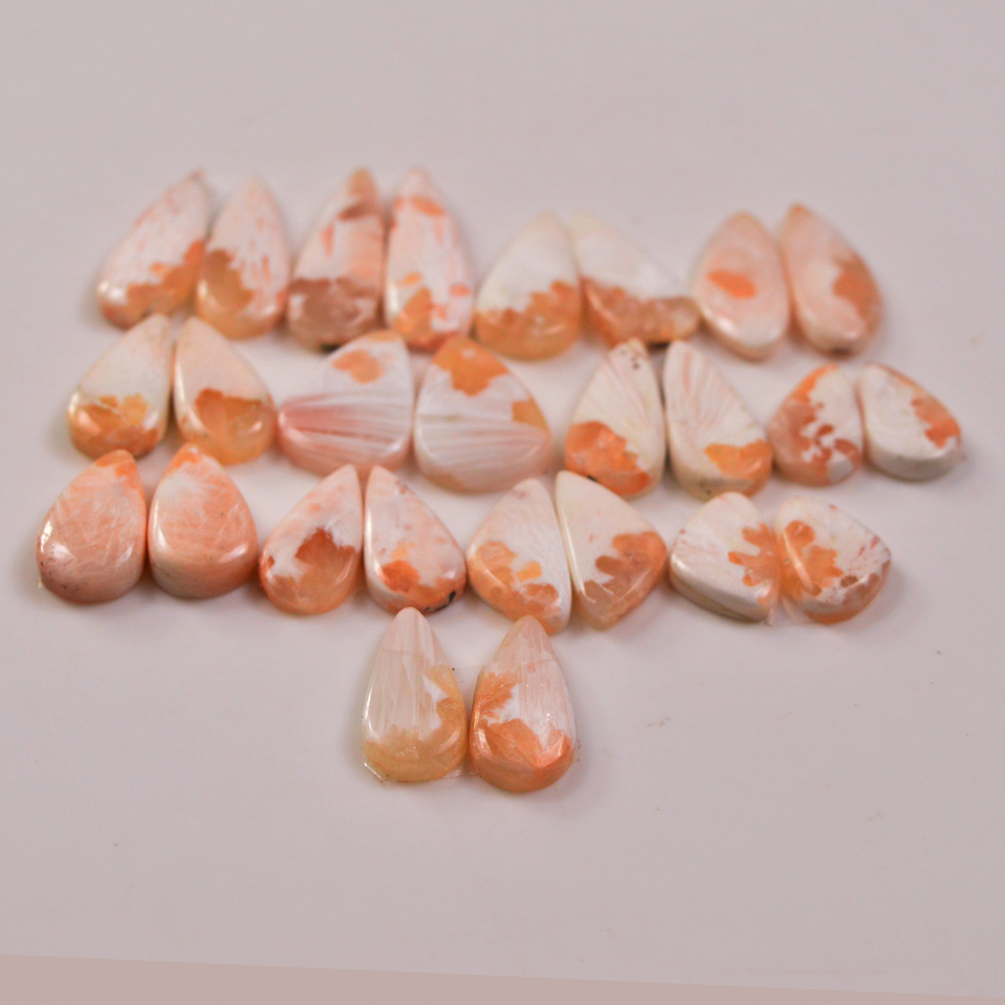 13 Pairs 147Cts Natural Pink Scolecite gemstone Cabochons Pairs lot for Jewelry Making  28x8 9x8mm 19737
