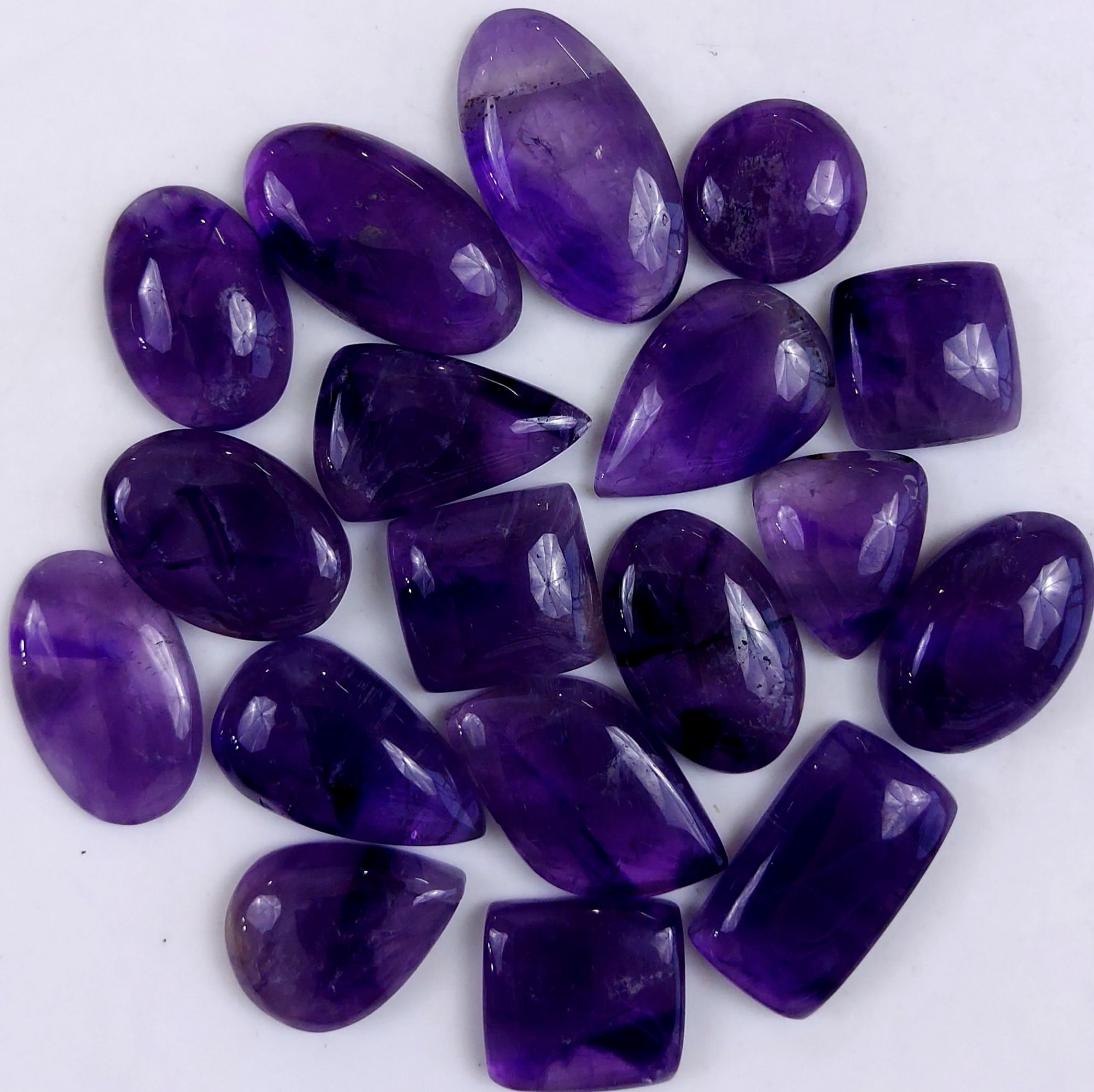 19Pcs 553Cts Natural Purple Amethyst Loose Cabochon Flat Back Both Side Polish Gemstone Lot 30x16 17x17mmG-1974