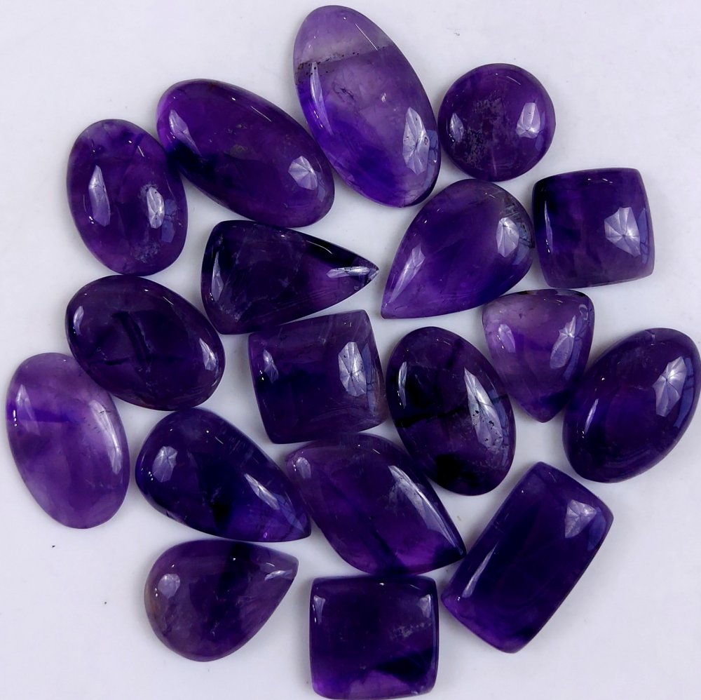 19Pcs 553Cts Natural Purple Amethyst Loose Cabochon Flat Back Both Side Polish Gemstone Lot 30x16 17x17mm#G-1974