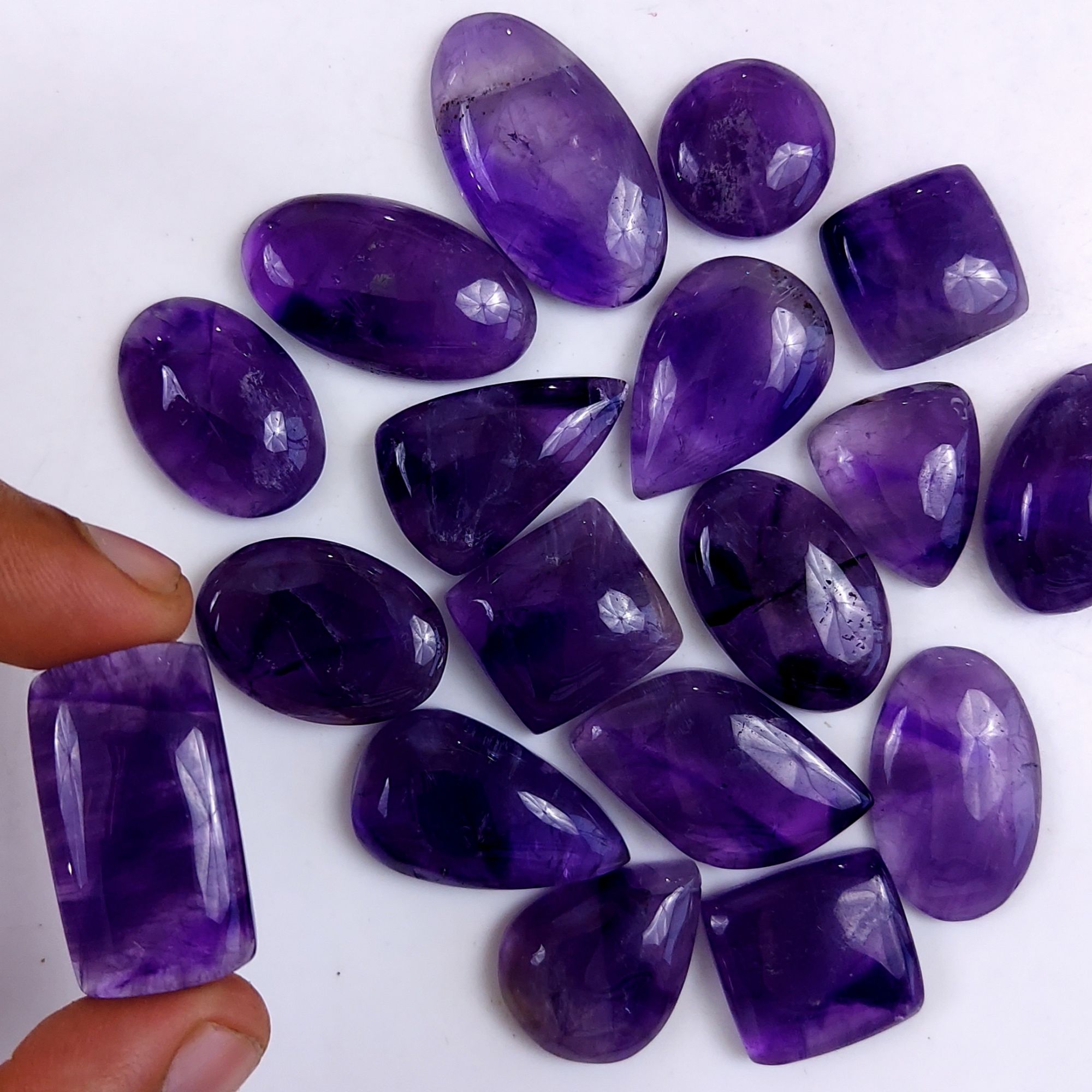 19Pcs 553Cts Natural Purple Amethyst Loose Cabochon Flat Back Both Side Polish Gemstone Lot 30x16 17x17mmG-1974