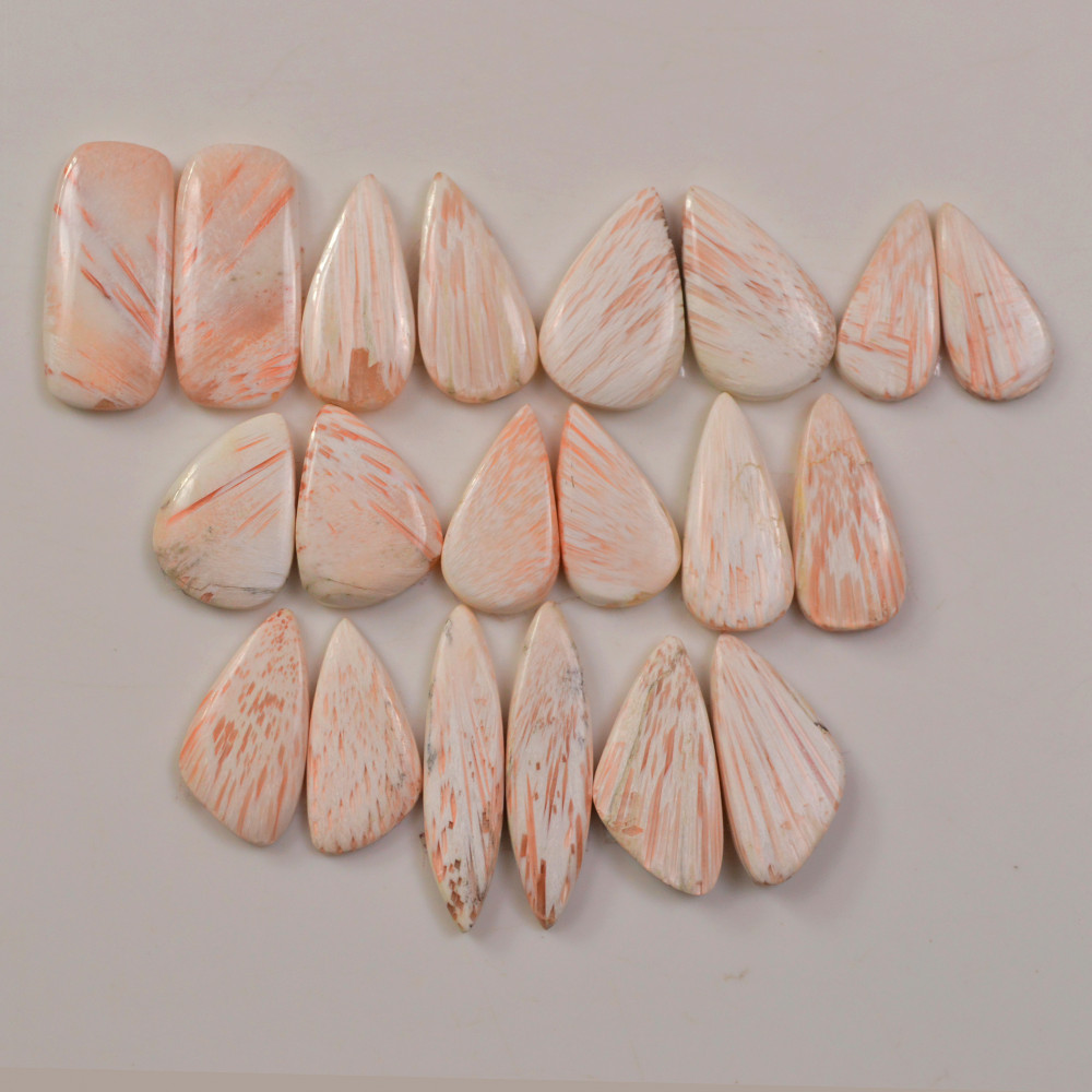 Image of 10 Pairs 118Cts Natural Pink Scolecite gemstone Cabochons Pairs lot for Jewelry Making  30x6 19x9mm #19743