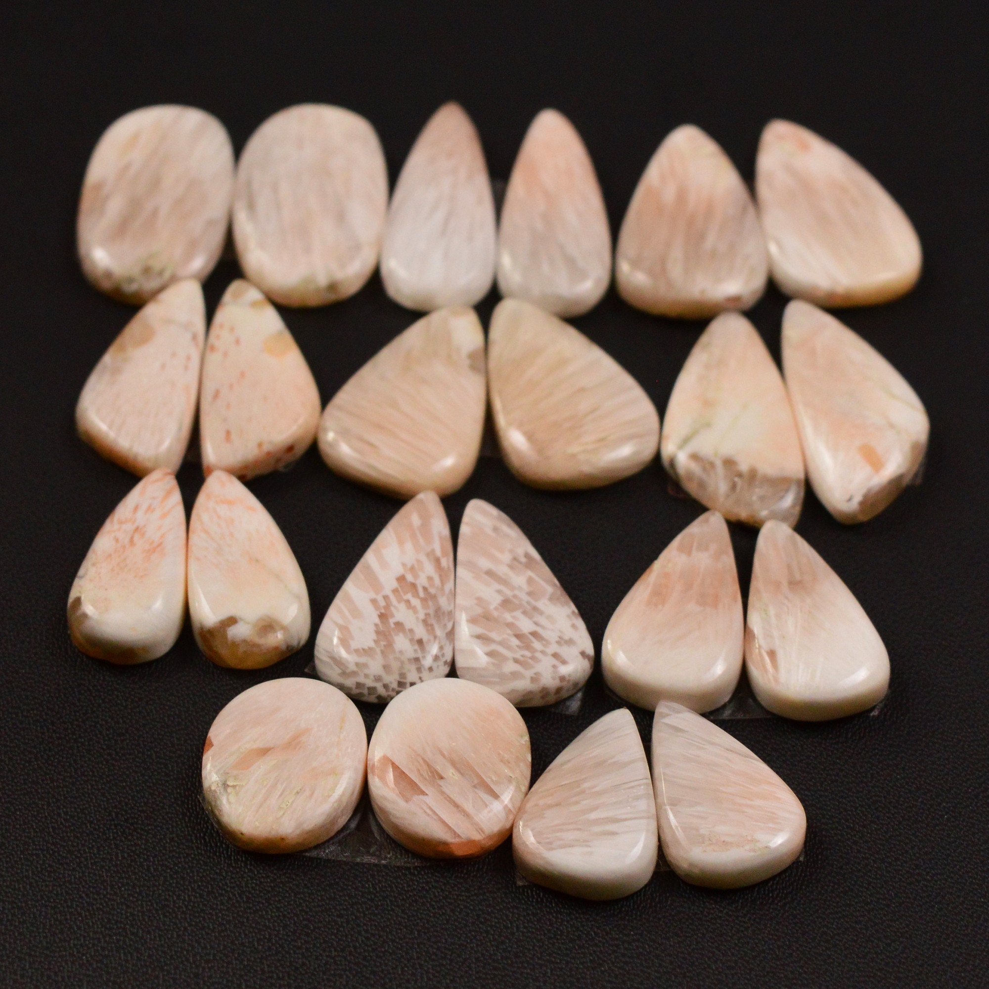 11 Pairs 161Cts Natural Pink Scolecite gemstone Cabochons Pairs lot for Jewelry Making 24x10 15x11mm 19751