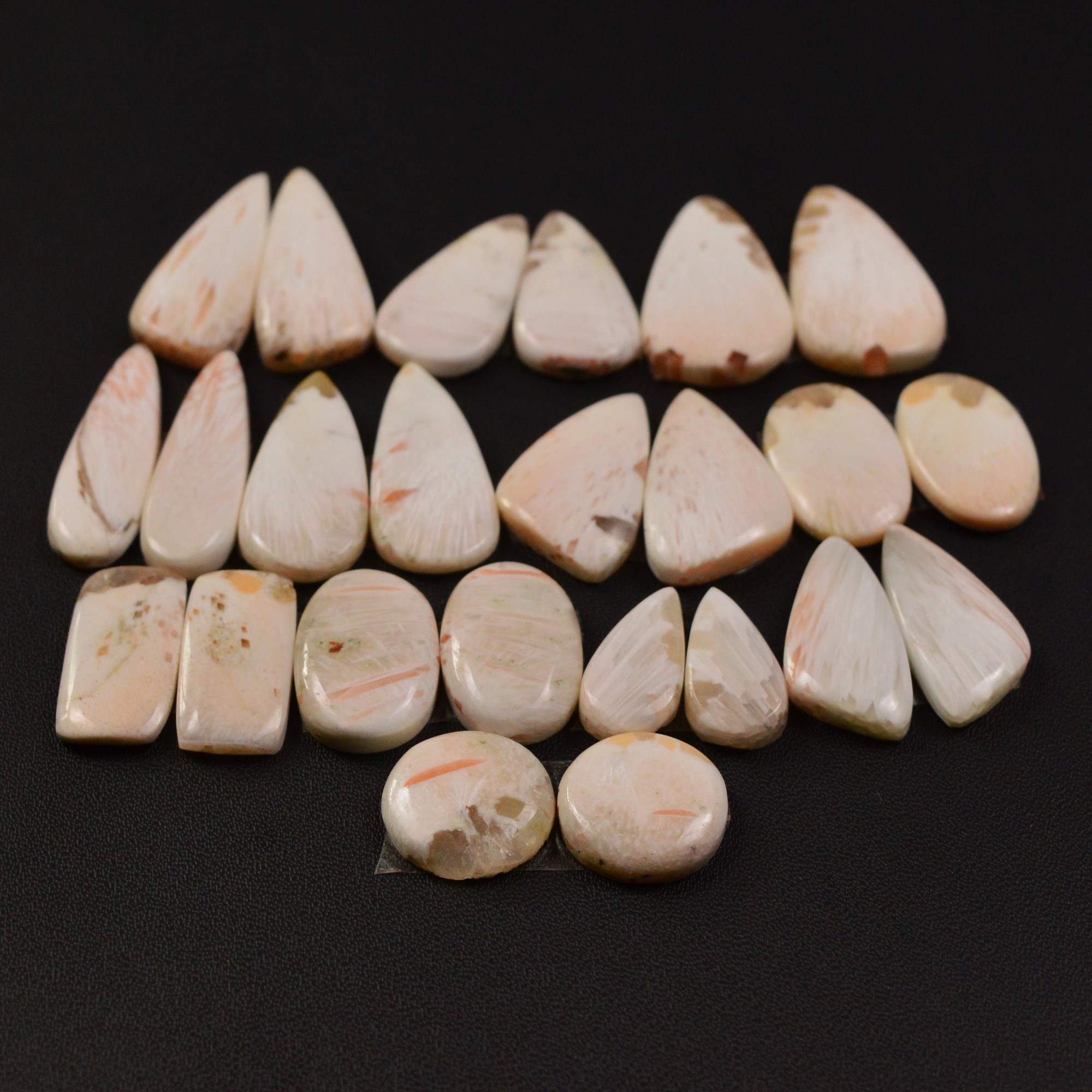 12 Pairs 169Cts Natural Pink Scolecite gemstone Cabochons Pairs lot for Jewelry Making 27x10 15x6mm 19752