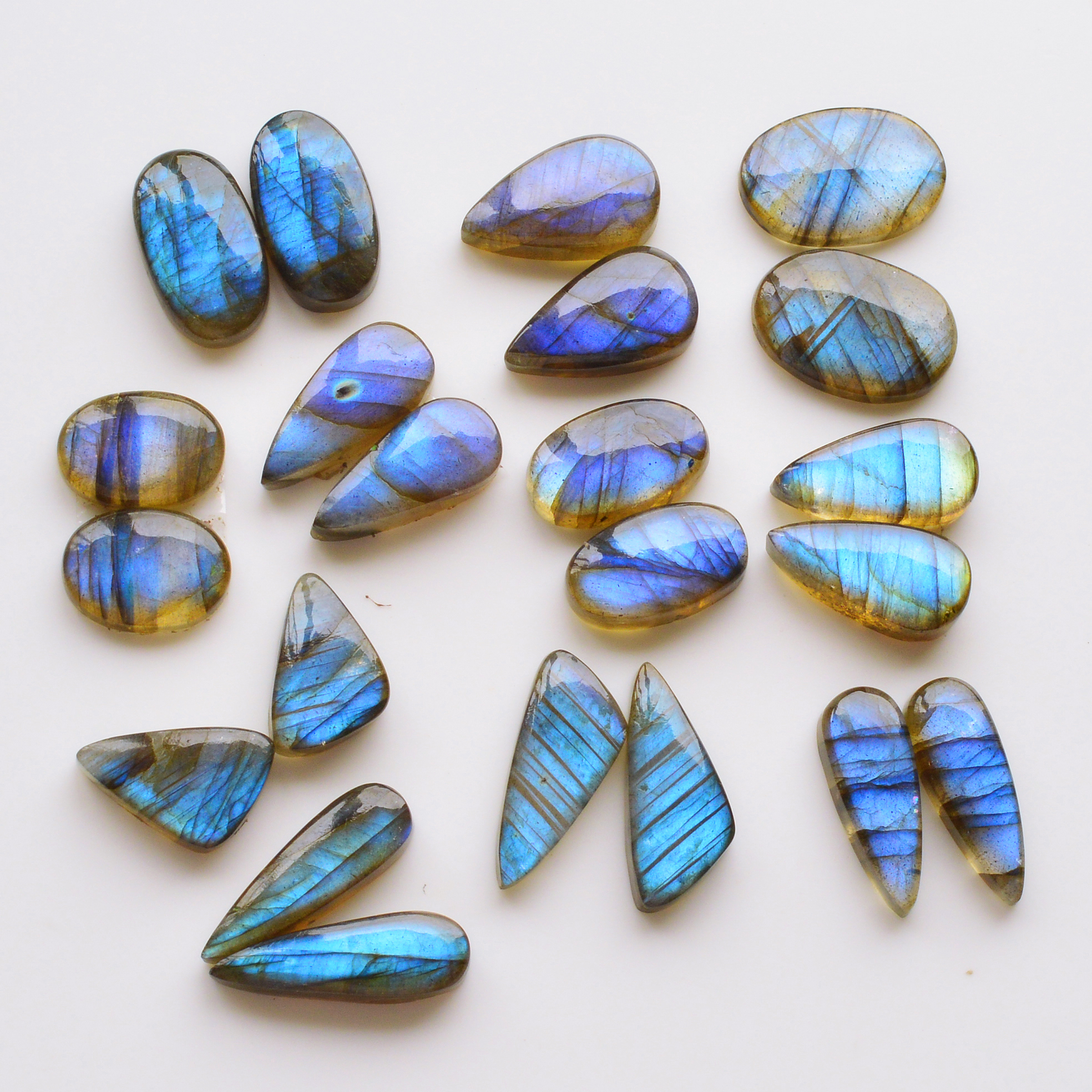 11 Pair 131Cts Natural Labradorite Pair Gemstone Lot for jewellery making 21x60 12x10mm 19753