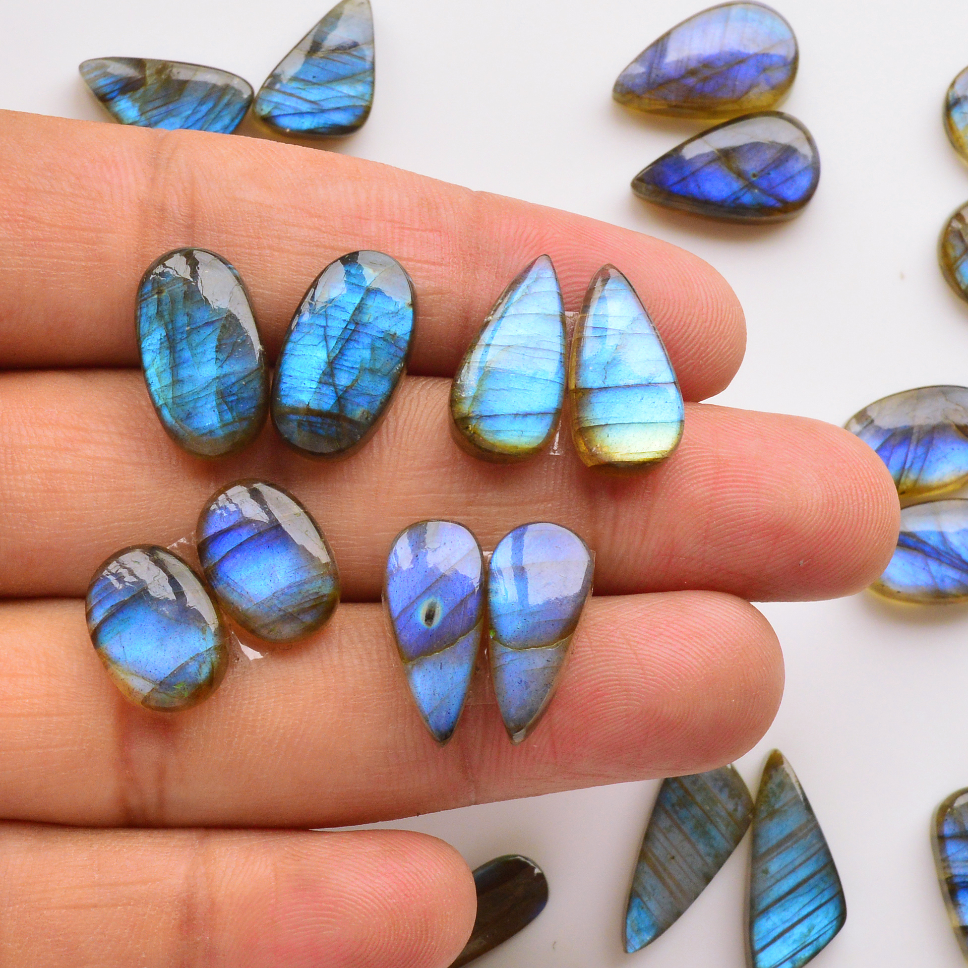 11 Pair 131Cts  Natural Labradorite Pair Gemstone Lot for jewellery making  21x60 12x10mm 19753