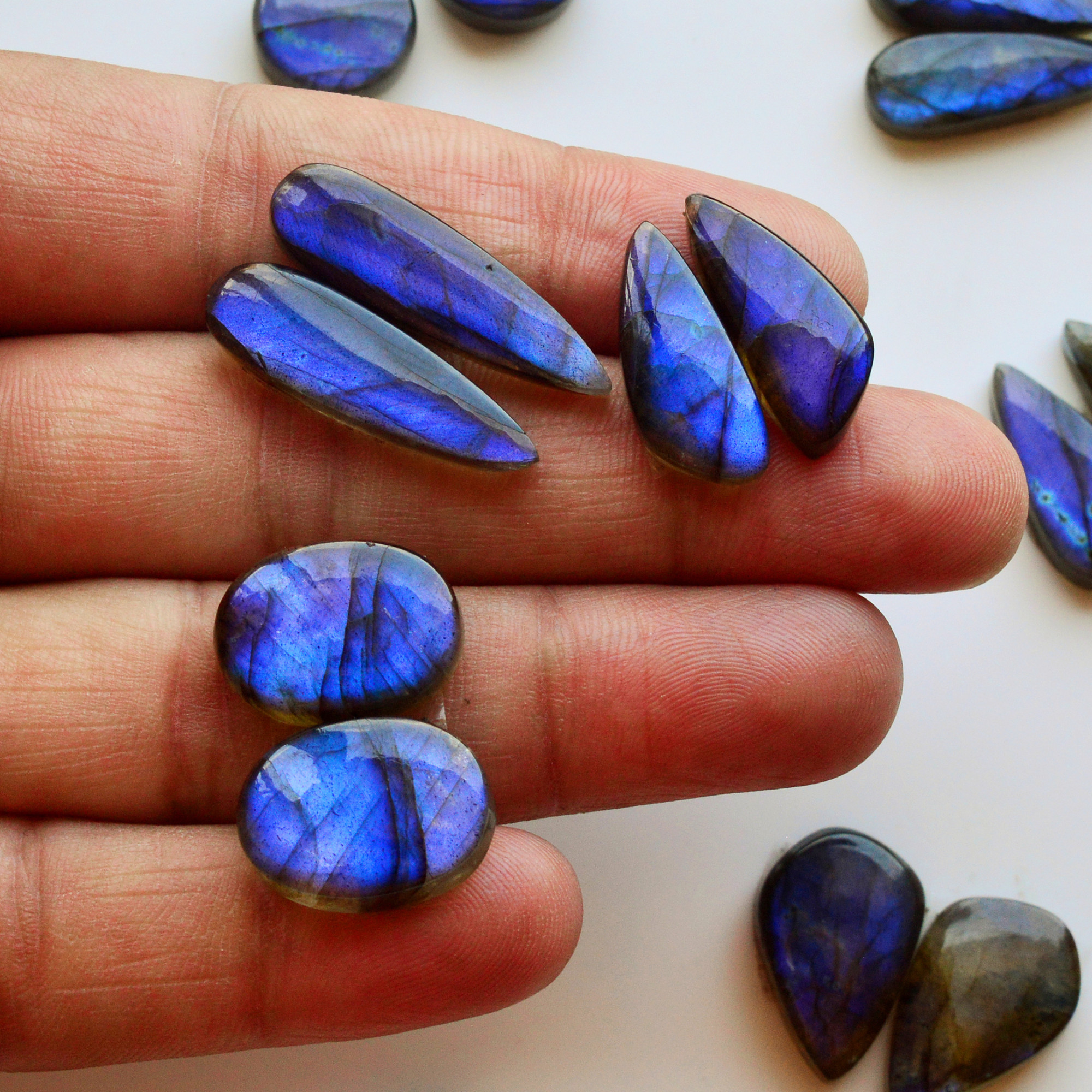 10 Pair 175Cts Natural Labradorite Pair Gemstone Lot for jewellery making 27x8 13x13mm 19754