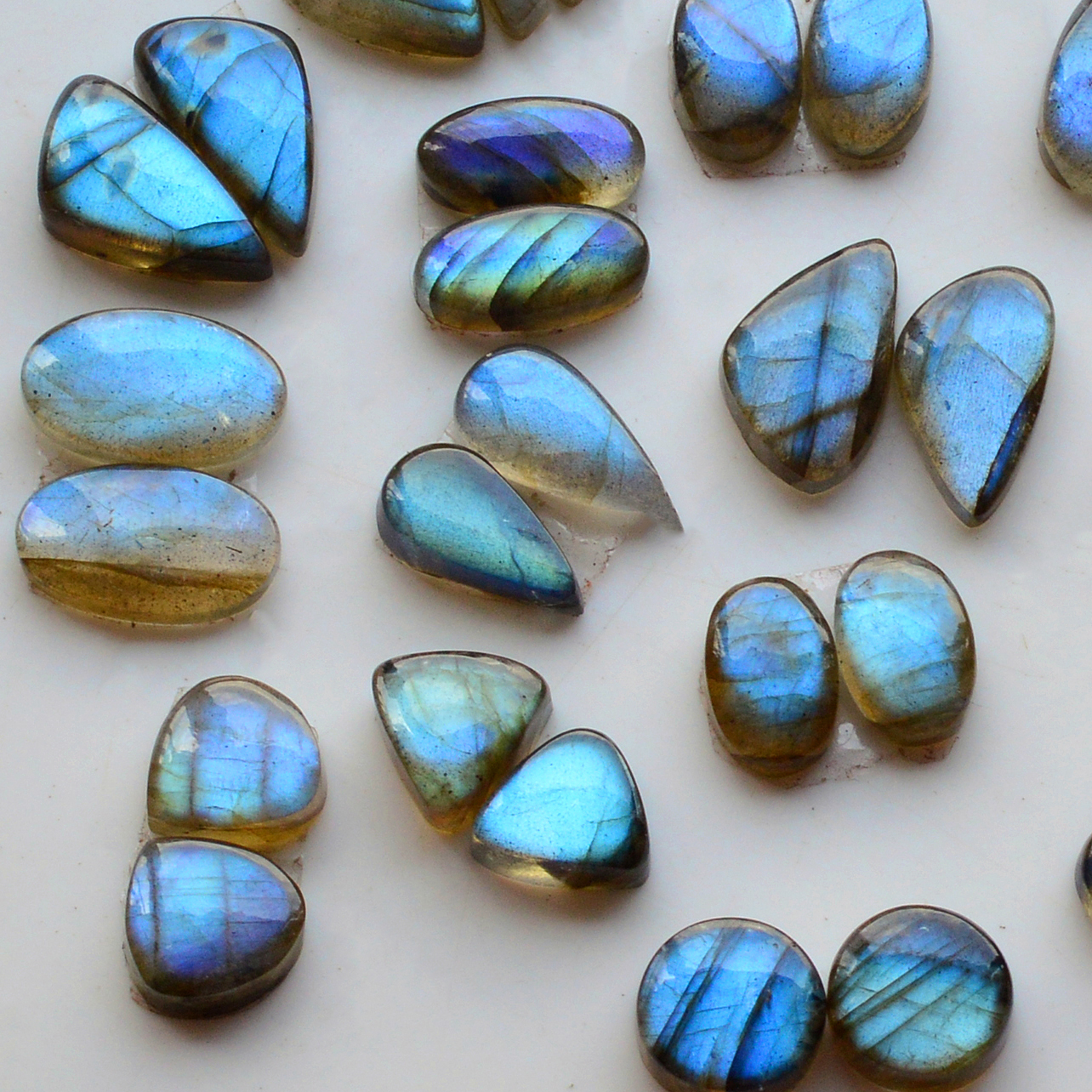 14 Pair 95Cts  Natural Labradorite Pair Gemstone Lot for jewellery making  16x8 7x7mm 19756