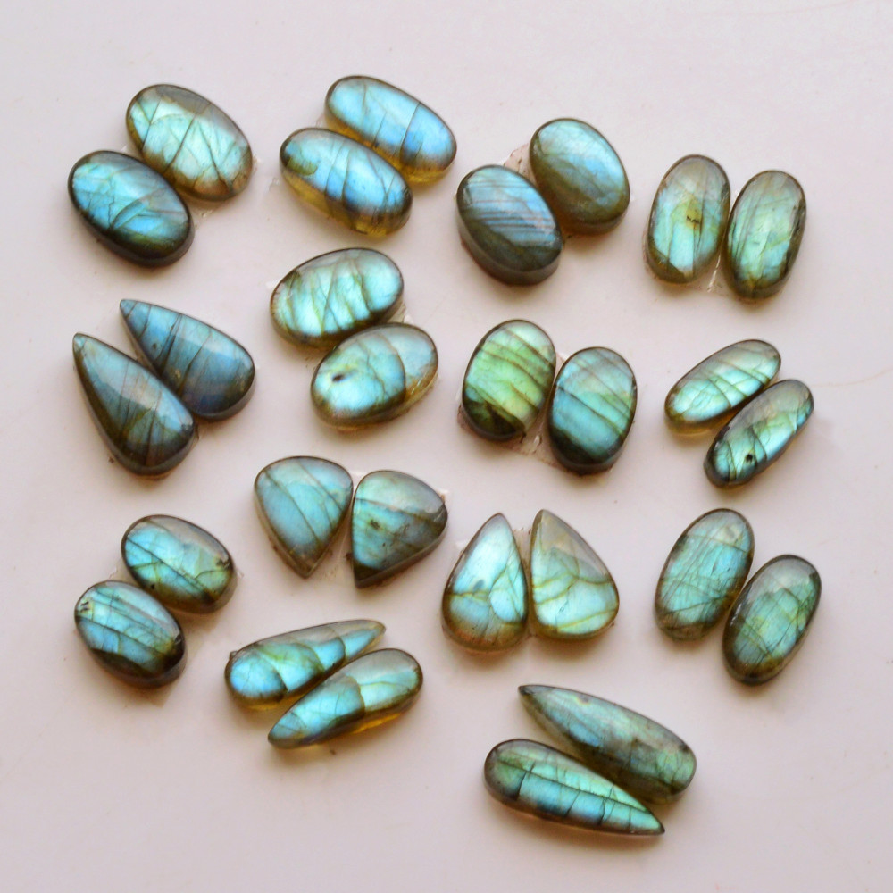 Image of 14 Pair 140Cts  Natural Labradorite Pair Gemstone Lot for jewellery making  18x6 12x8mm #19757
