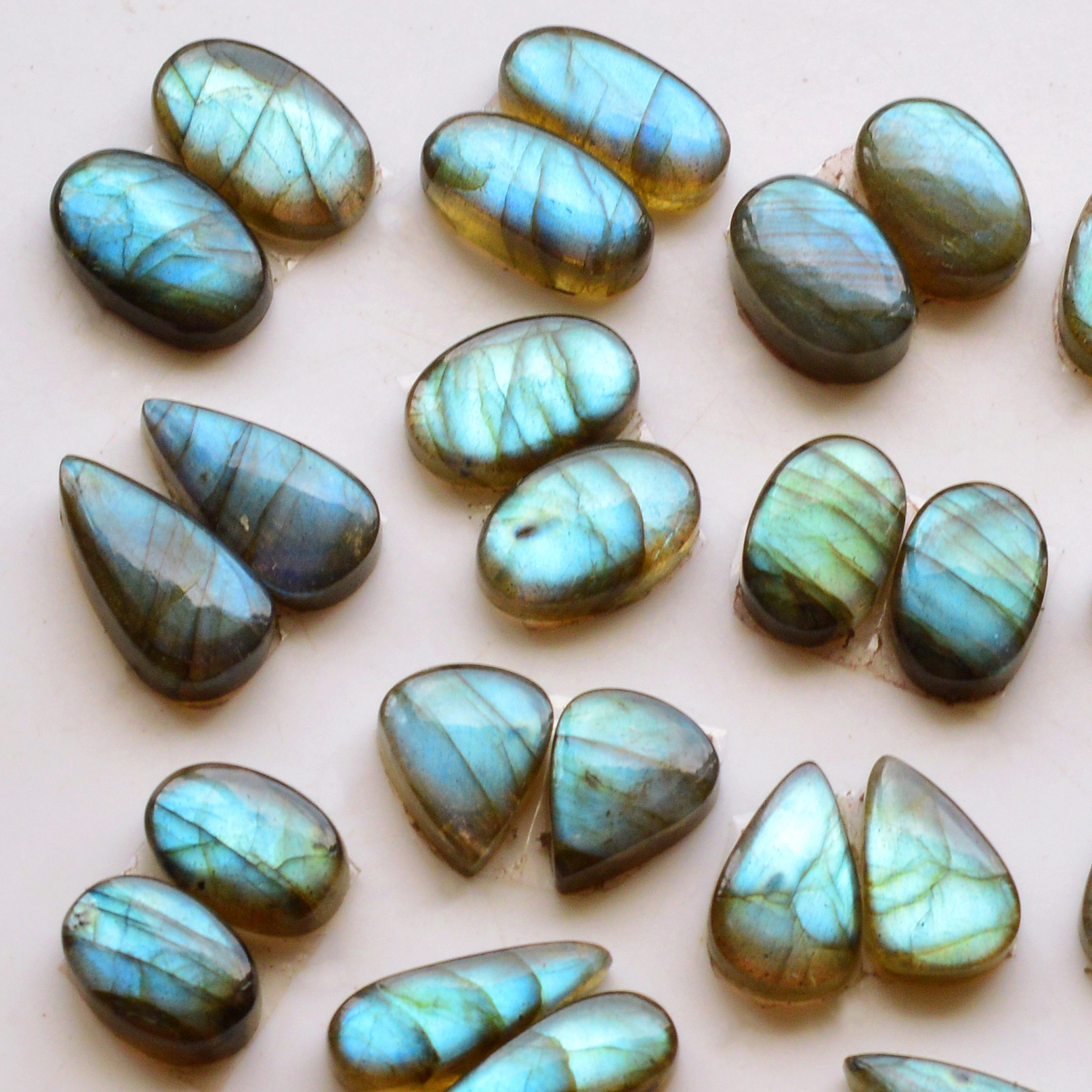 14 Pair 140Cts Natural Labradorite Pair Gemstone Lot for jewellery making 18x6 12x8mm 19757