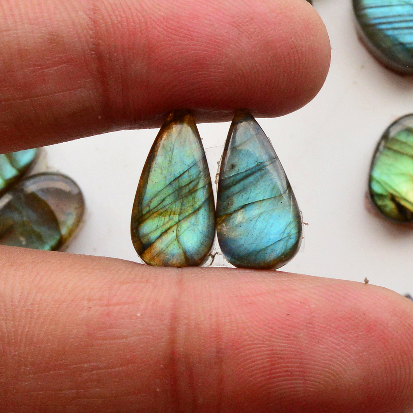 14 Pair 140Cts Natural Labradorite Pair Gemstone Lot for jewellery making 18x6 12x8mm 19757
