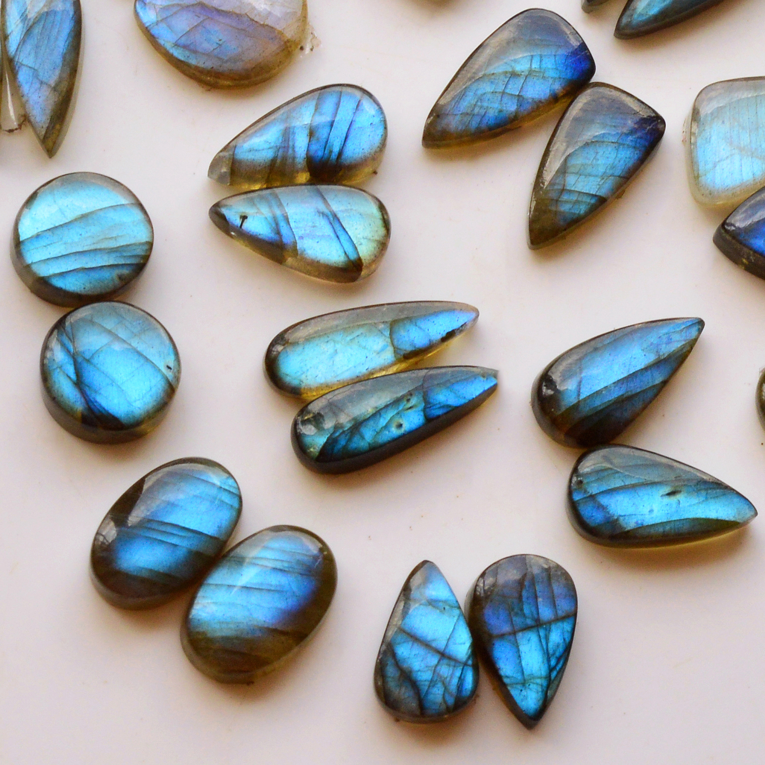 13 Pair 155Cts  Natural Labradorite Pair Gemstone Lot for jewellery making  22x8 12x12mm 19758