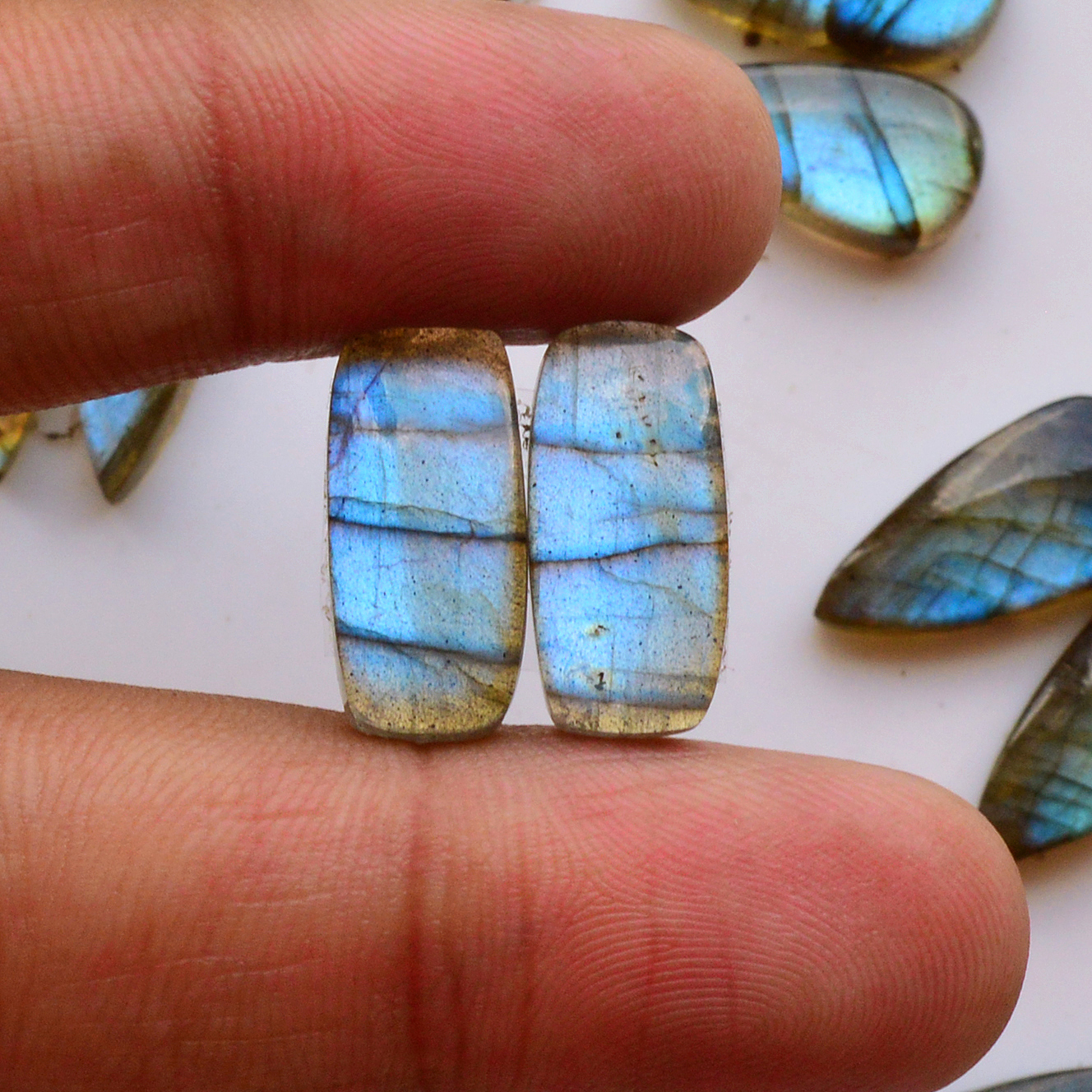 13 Pair 155Cts  Natural Labradorite Pair Gemstone Lot for jewellery making  22x8 12x12mm 19758