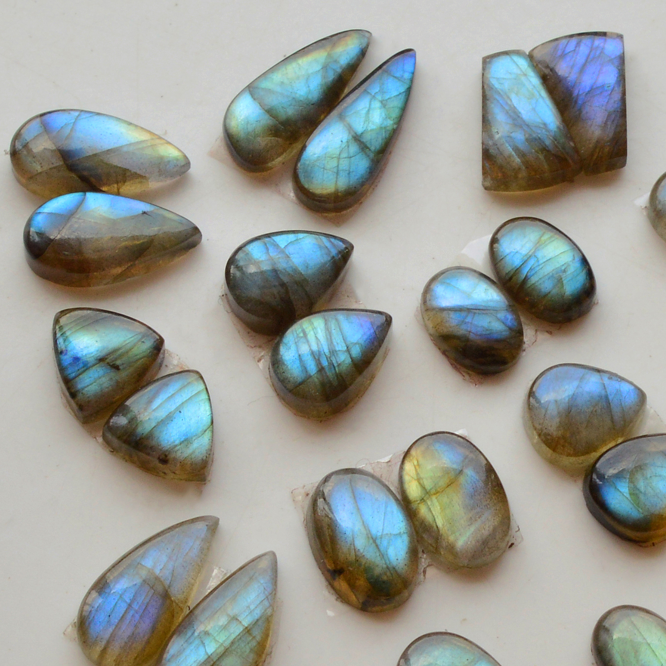 13 Pair 91Cts  Natural Labradorite Pair Gemstone Lot for jewellery making  18x8 12x8mm 19759