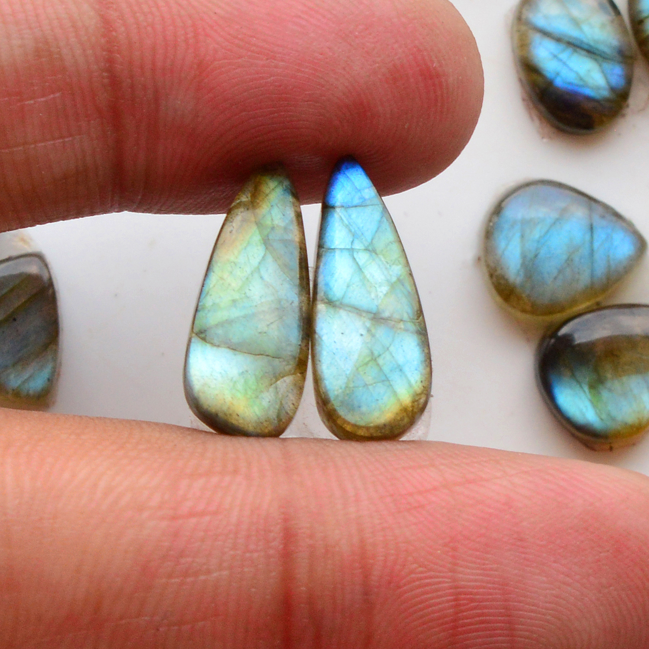 13 Pair 91Cts  Natural Labradorite Pair Gemstone Lot for jewellery making  18x8 12x8mm 19759