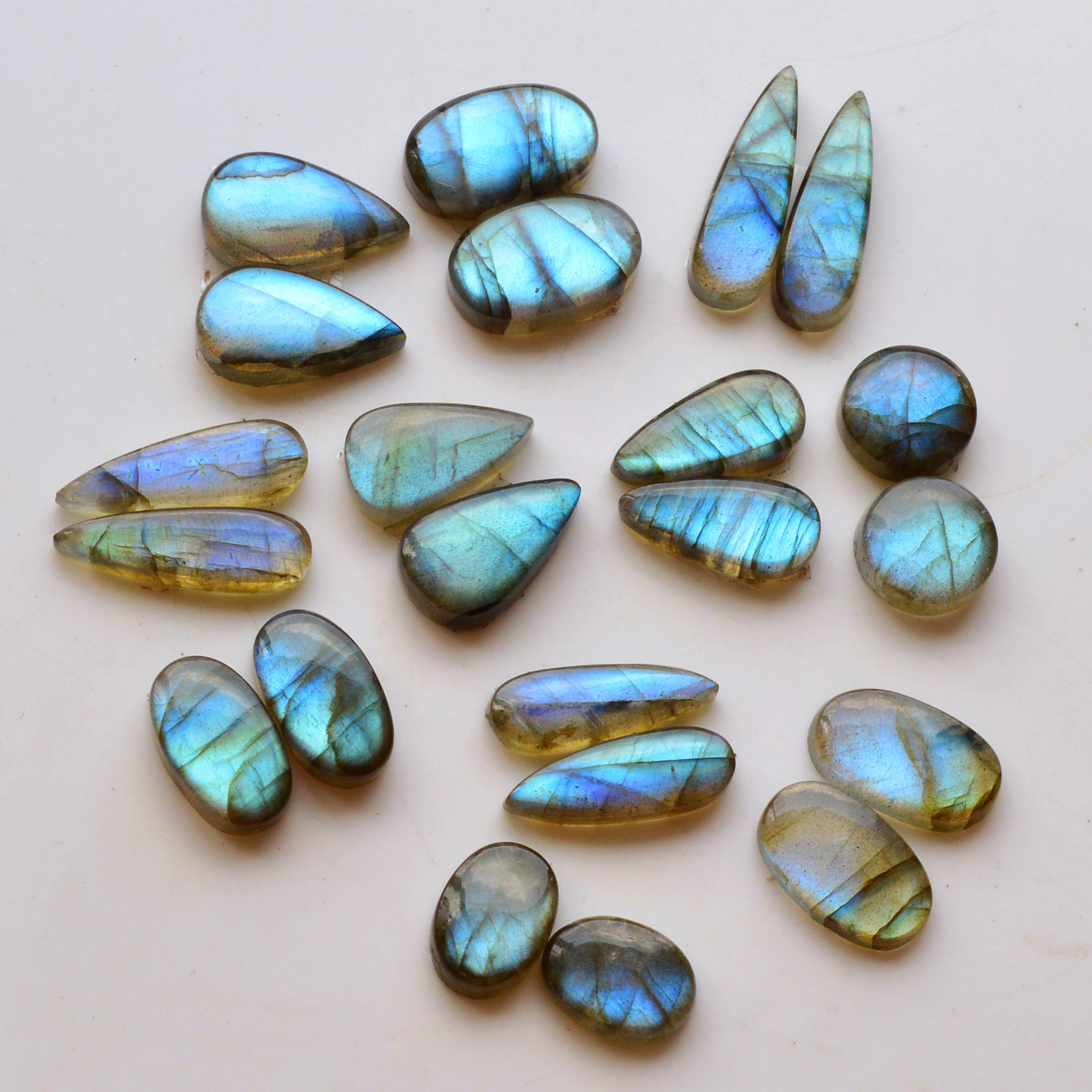 11 Pair 143Cts  Natural Labradorite Pair Gemstone Lot for jewellery making  22x7 12x10mm 19760