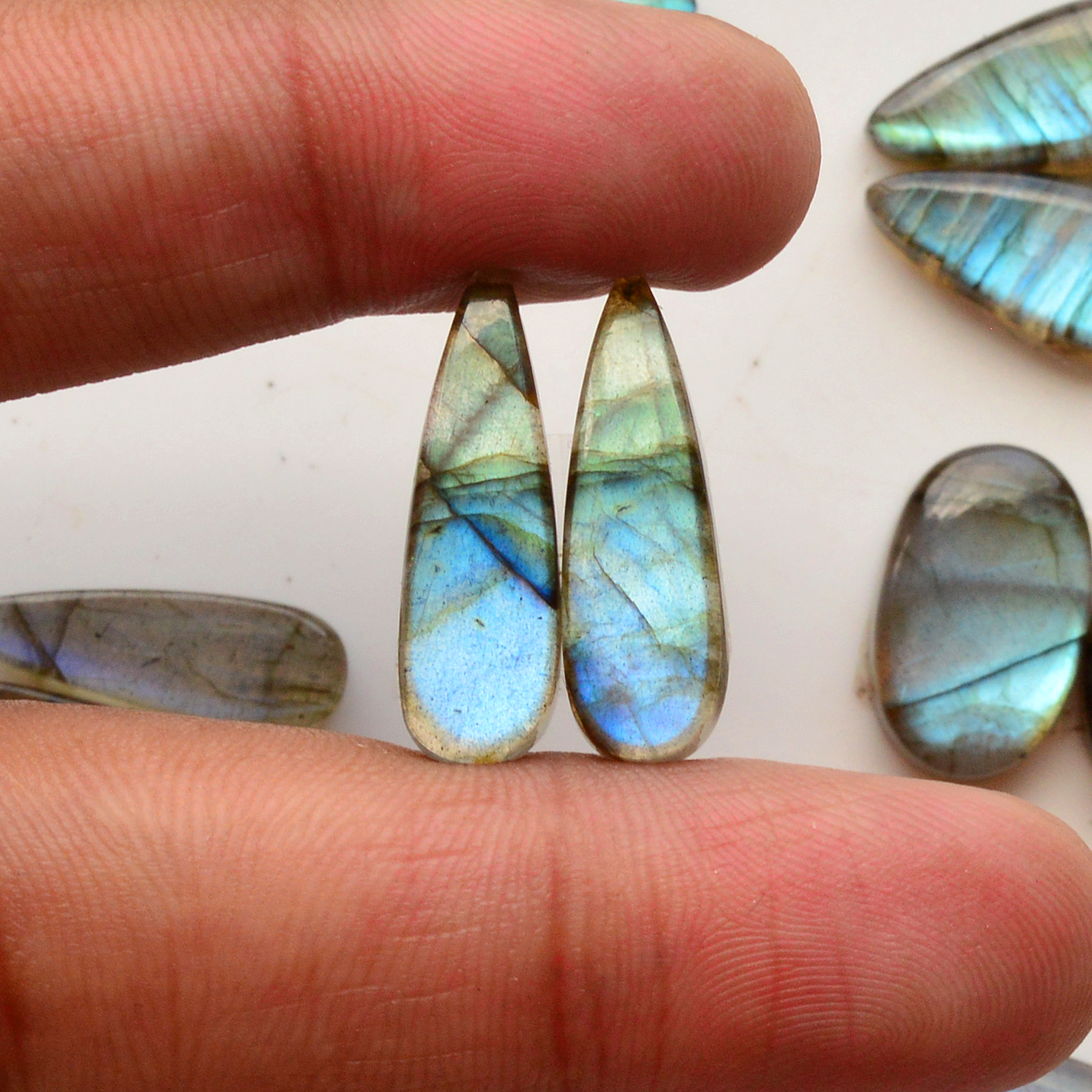 11 Pair 143Cts  Natural Labradorite Pair Gemstone Lot for jewellery making  22x7 12x10mm 19760