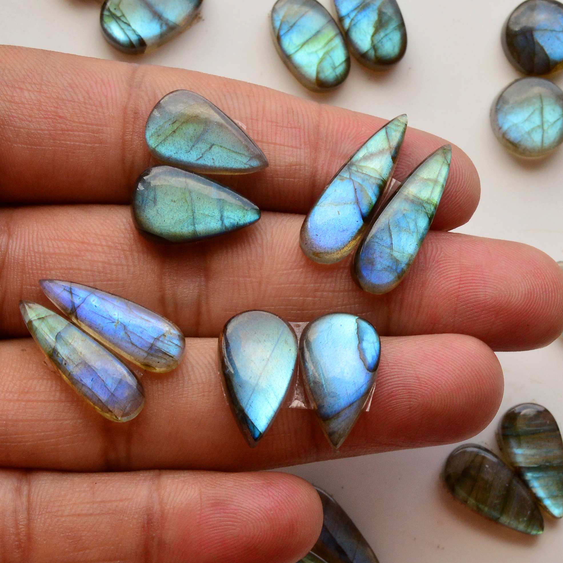 11 Pair 143Cts Natural Labradorite Pair Gemstone Lot for jewellery making 22x7 12x10mm 19760