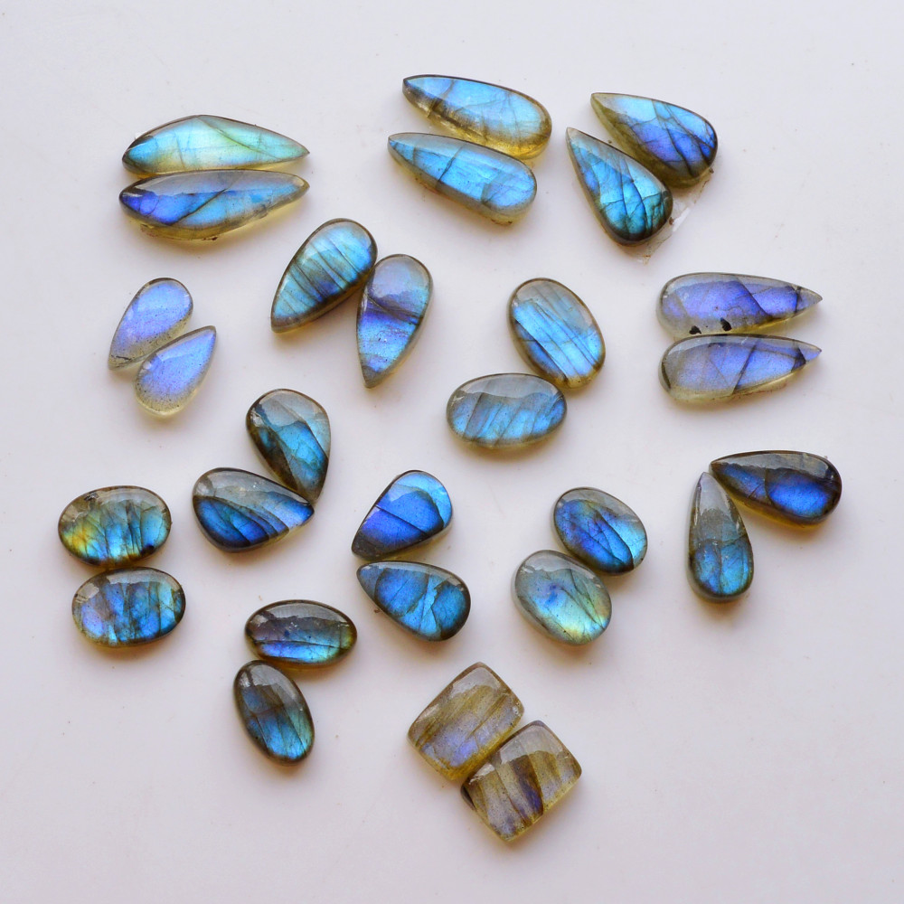 Image of 14 Pair 107Cts  Natural Labradorite Pair Gemstone Lot for jewellery making  18x7 12x7mm #19762