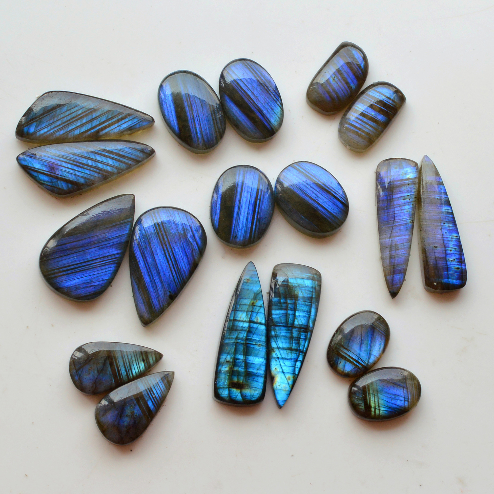 9 Pair 180Cts Natural Labradorite Pair Gemstone Lot for jewellery making 23x18 13x10mm 19763