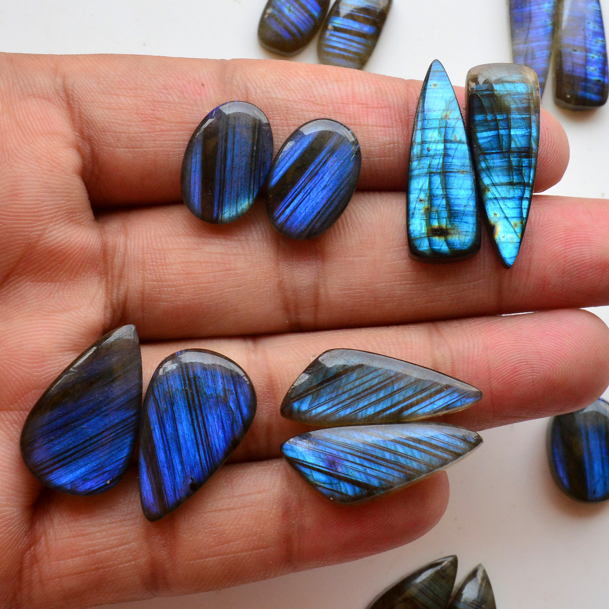 9 Pair 180Cts  Natural Labradorite Pair Gemstone Lot for jewellery making  23x18 13x10mm 19763