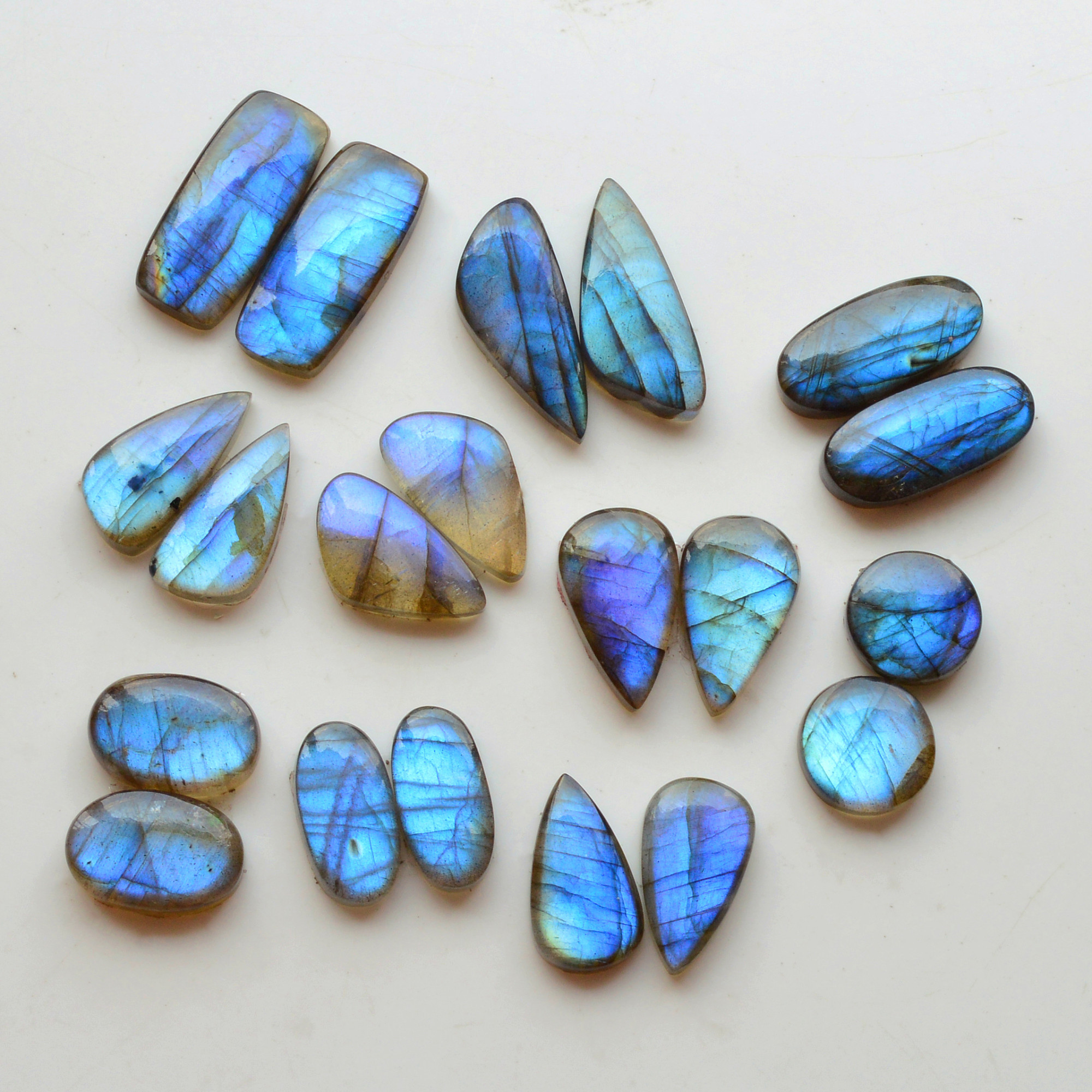 10 Pair 189Cts Natural Labradorite Pair Gemstone Lot for jewellery making 25x11 13x13mm 19764