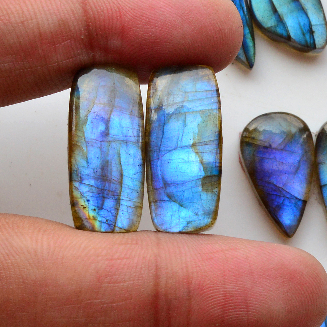 10 Pair 189Cts  Natural Labradorite Pair Gemstone Lot for jewellery making  25x11 13x13mm 19764