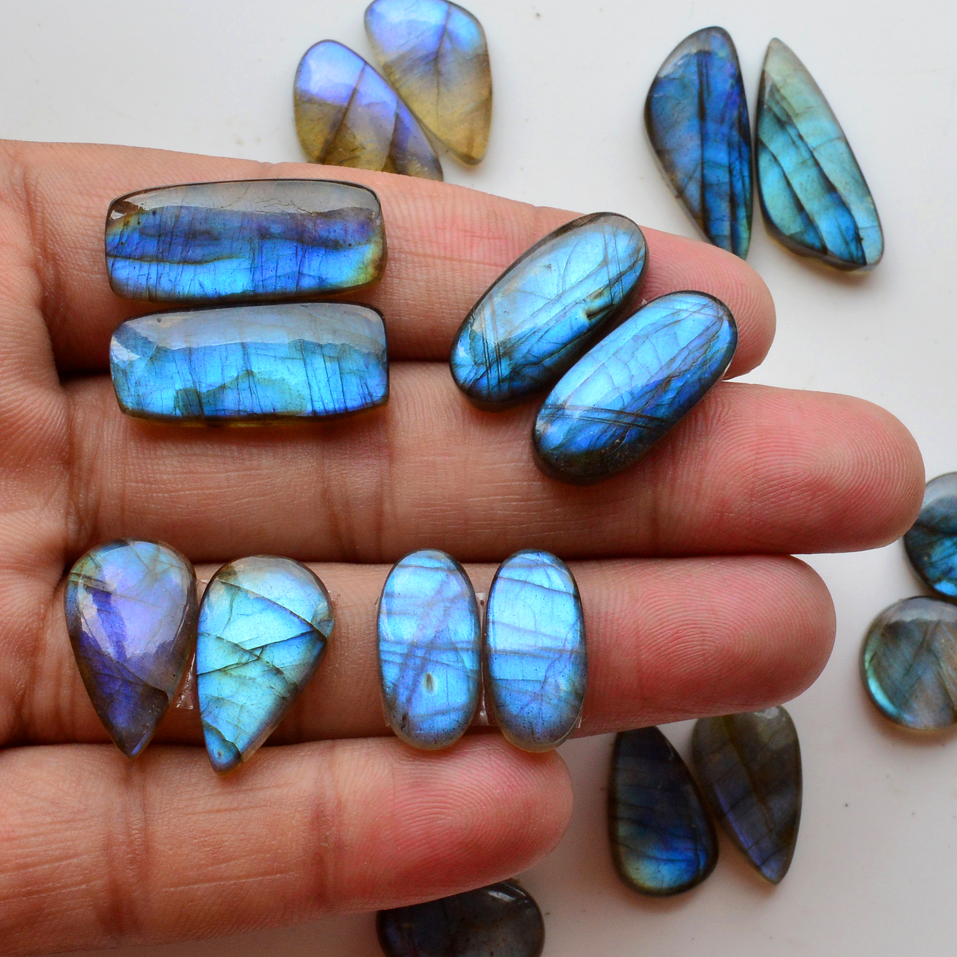 10 Pair 189Cts  Natural Labradorite Pair Gemstone Lot for jewellery making  25x11 13x13mm 19764