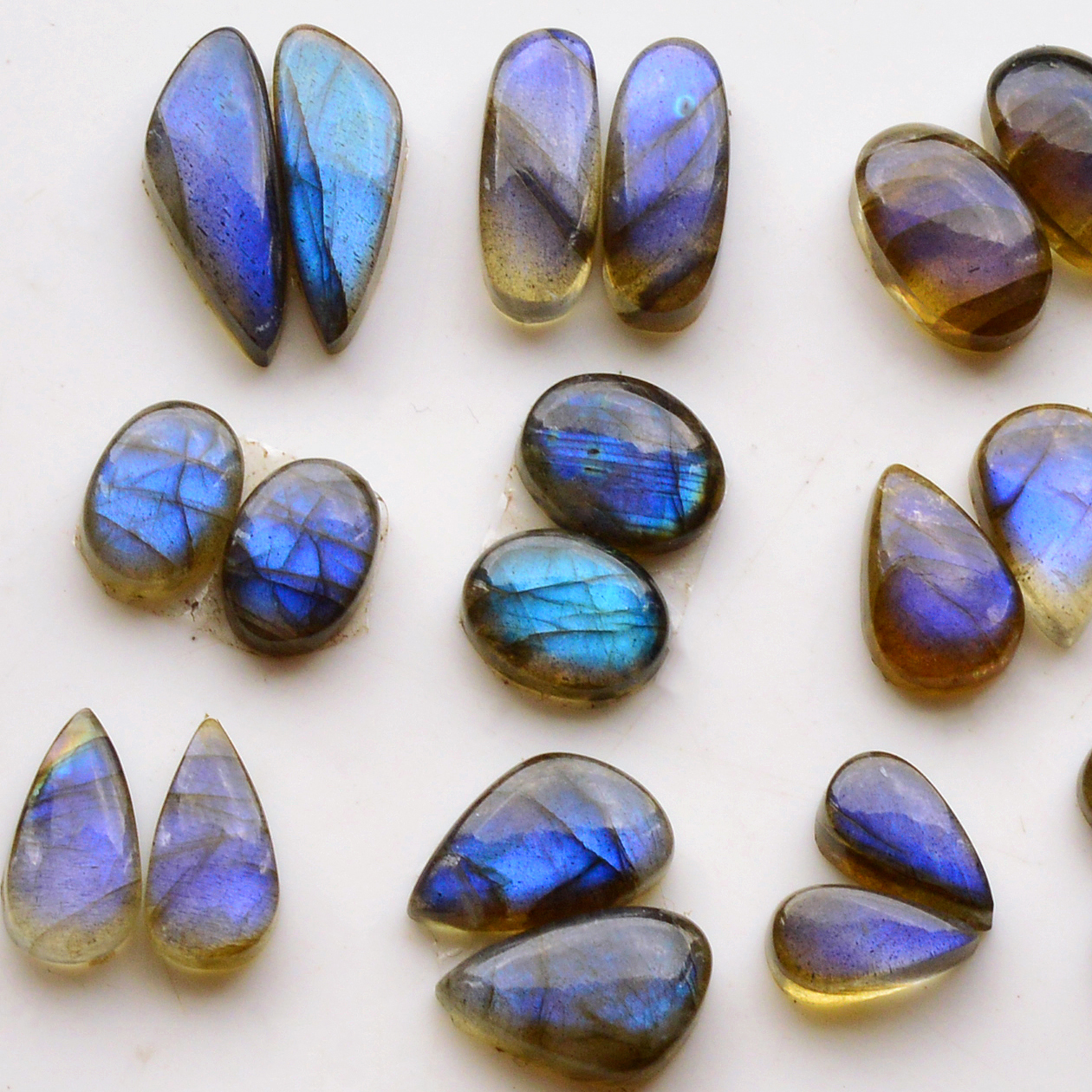 14 Pair 99Cts  Natural Labradorite Pair Gemstone Lot for jewellery making  15x6 10x7mm 19766