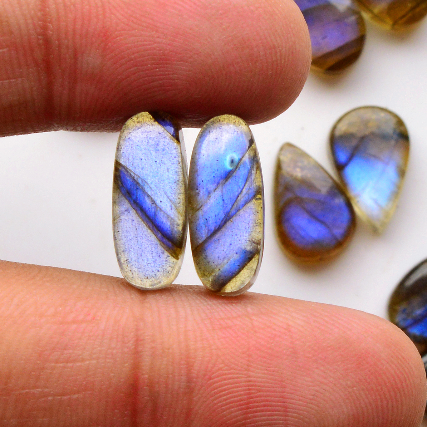 14 Pair 99Cts  Natural Labradorite Pair Gemstone Lot for jewellery making  15x6 10x7mm 19766