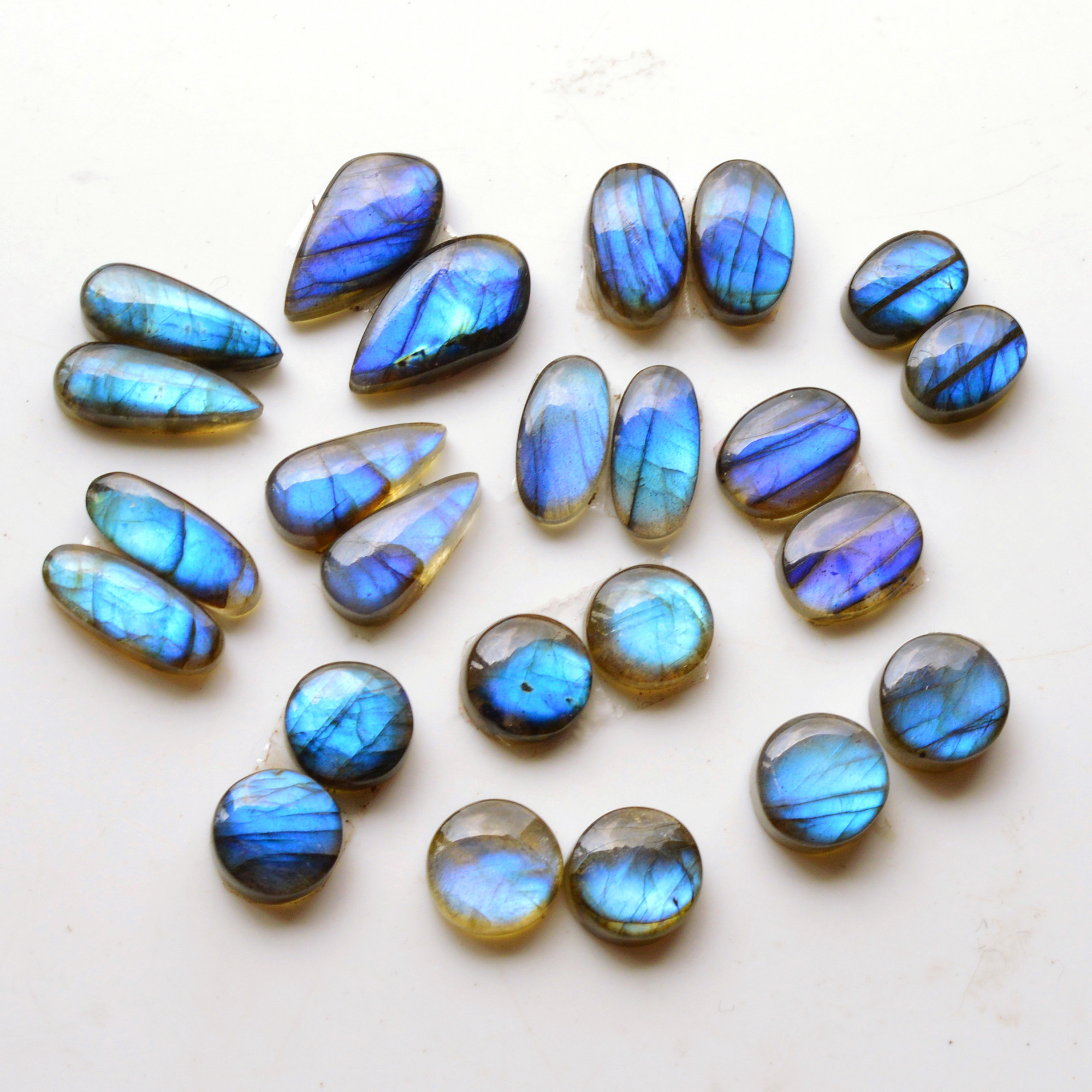 12 Pair 152Cts Natural Labradorite Pair Gemstone Lot for jewellery making 17x8 11x11mm 19767