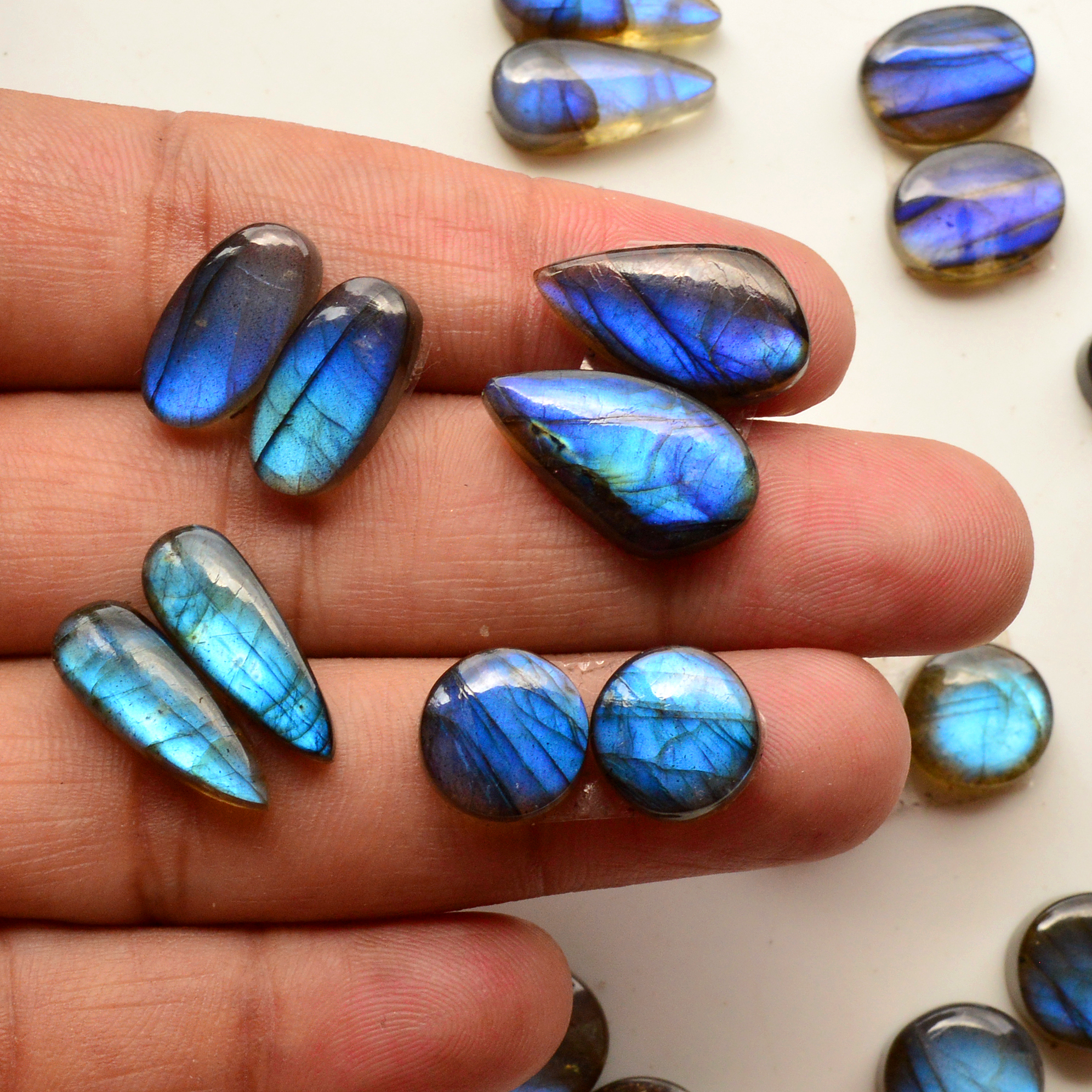 12 Pair 152Cts  Natural Labradorite Pair Gemstone Lot for jewellery making  17x8 11x11mm 19767