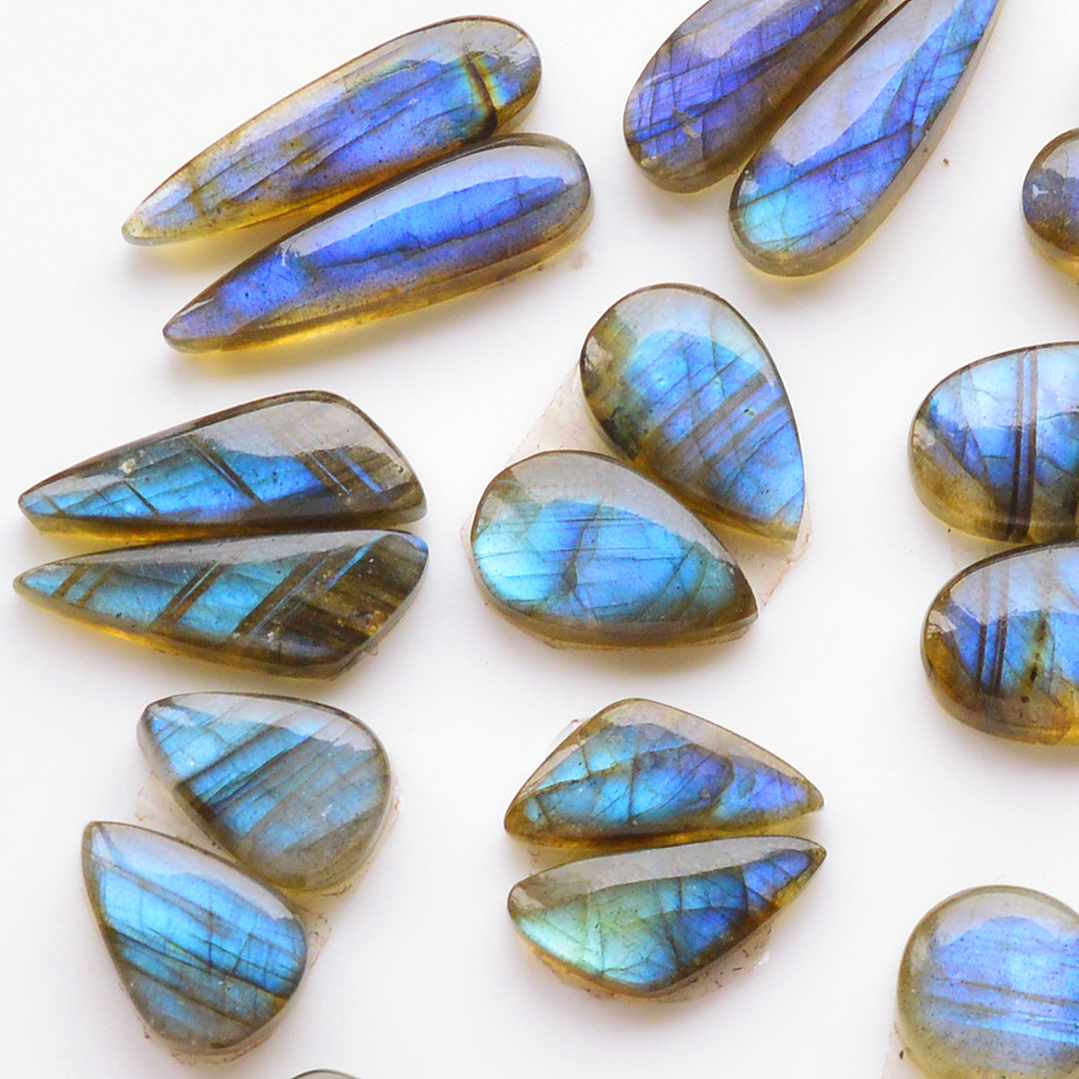 15 Pair 107Cts  Natural Labradorite Pair Gemstone Lot for jewellery making  22x7 10x10mm 19768