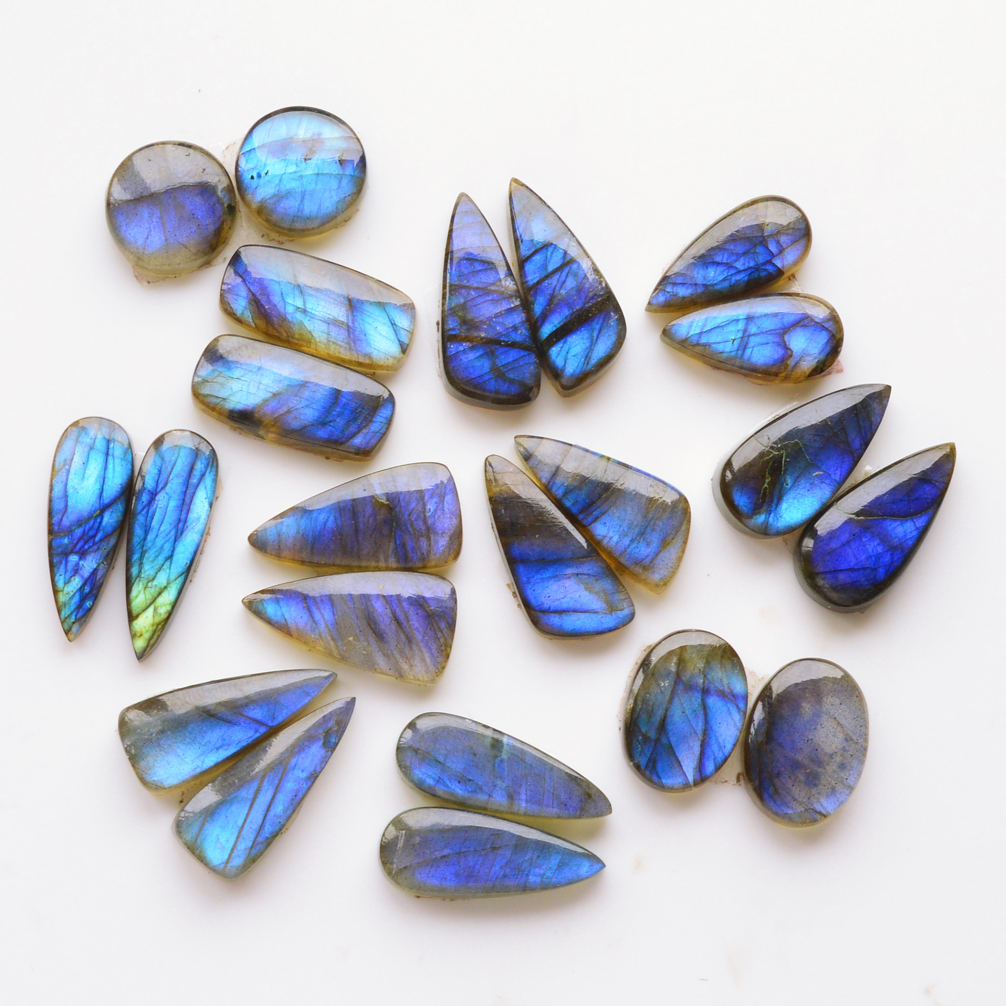 11 Pair 183Cts Natural Labradorite Pair Gemstone Lot for jewellery making 22x8 13x13mm 19769