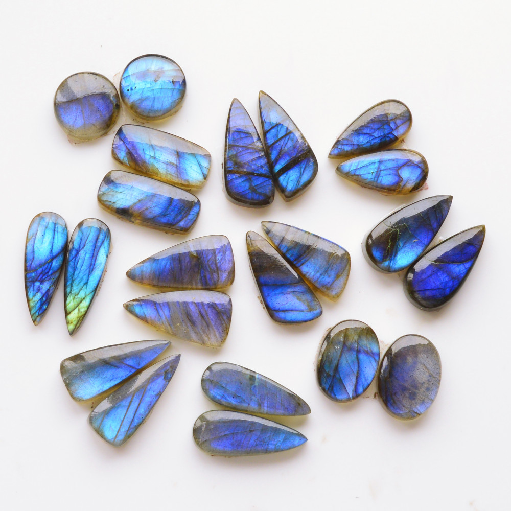 Image of 11 Pair 183Cts  Natural Labradorite Pair Gemstone Lot for jewellery making  22x8 13x13mm #19769