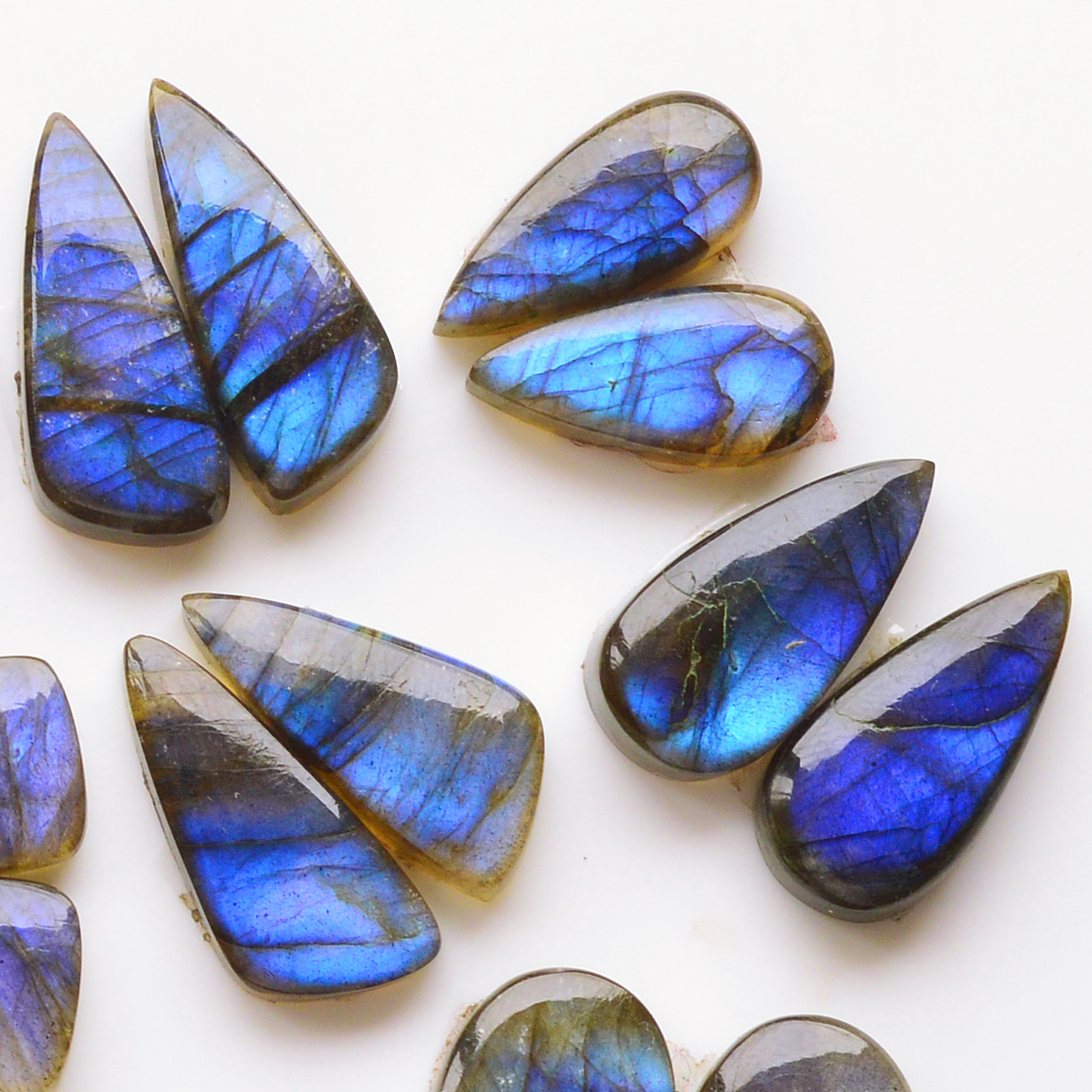11 Pair 183Cts  Natural Labradorite Pair Gemstone Lot for jewellery making  22x8 13x13mm 19769