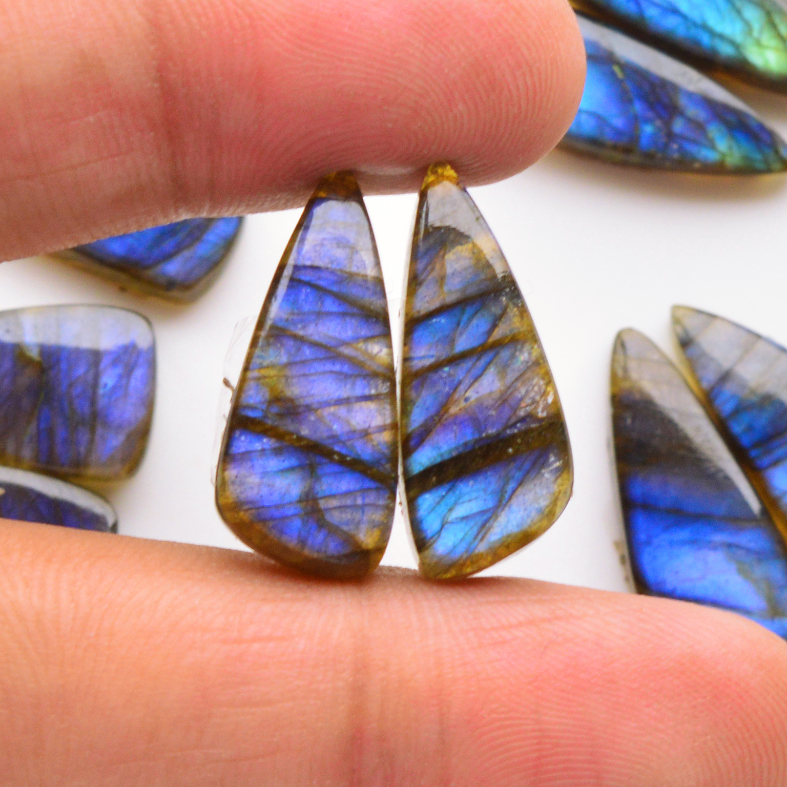 11 Pair 183Cts  Natural Labradorite Pair Gemstone Lot for jewellery making  22x8 13x13mm 19769