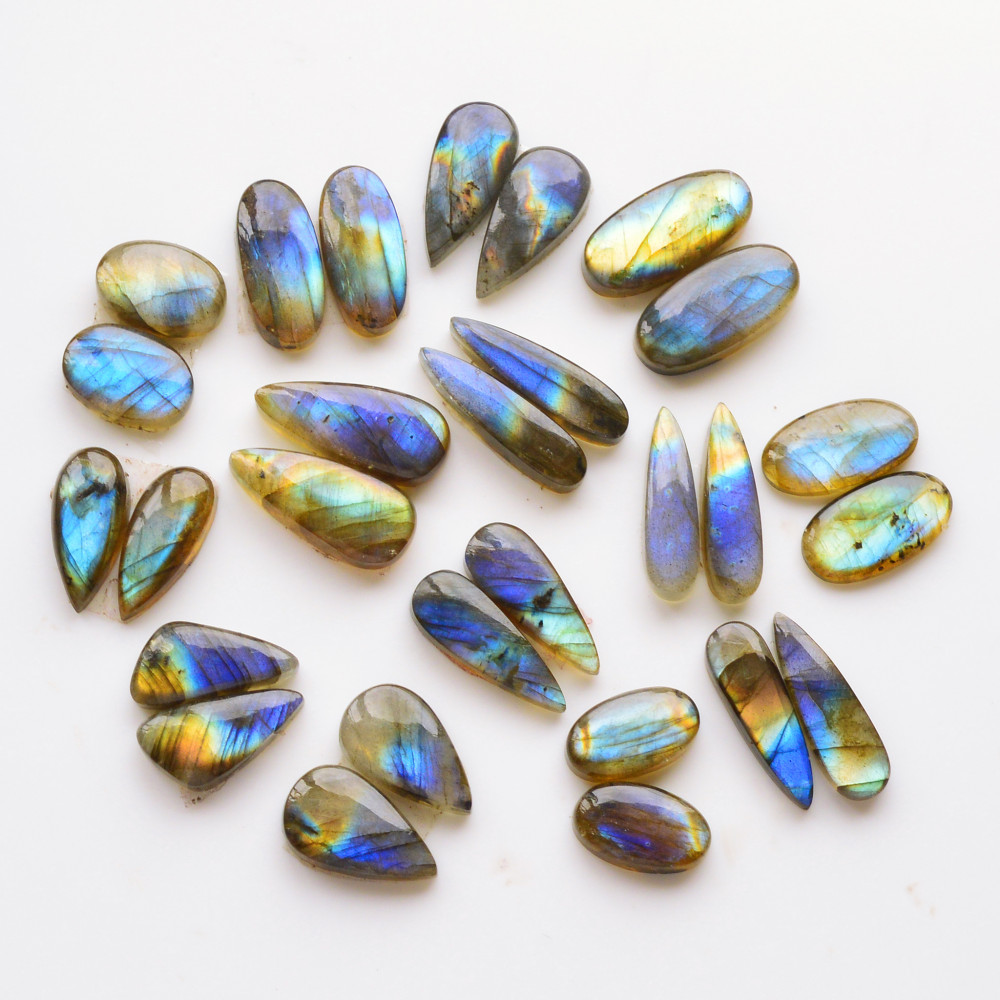 Image of 14 Pair 175Cts  Natural Labradorite Pair Gemstone Lot for jewellery making  22x6 15x9mm #19770