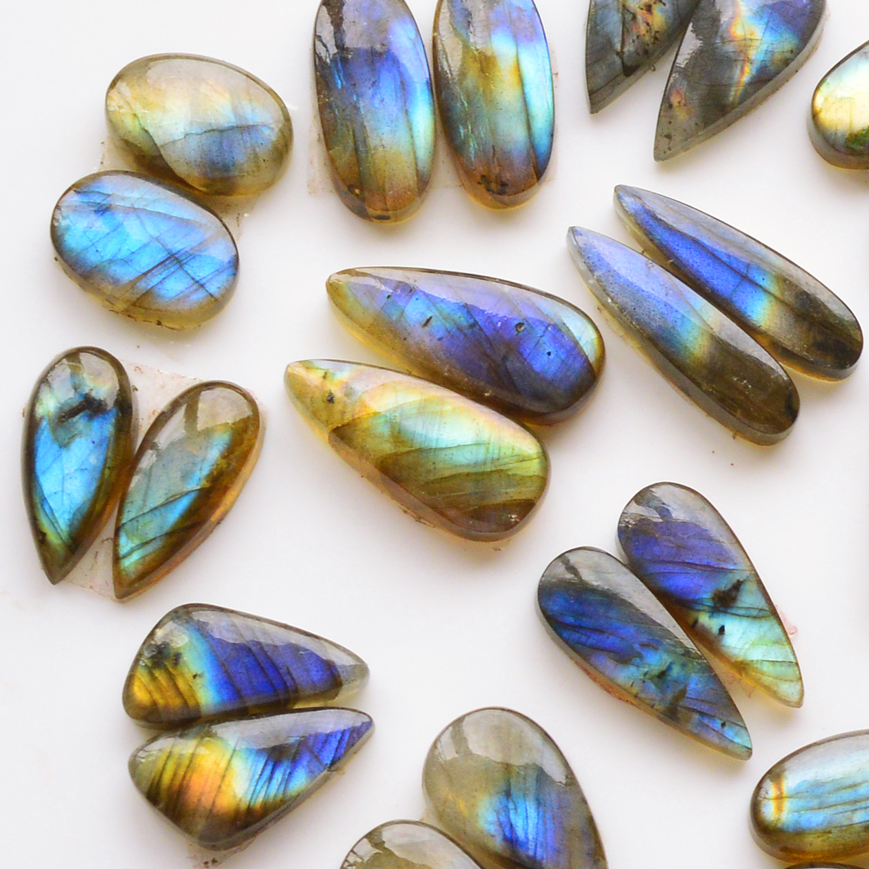 14 Pair 175Cts  Natural Labradorite Pair Gemstone Lot for jewellery making  22x6 15x9mm 19770