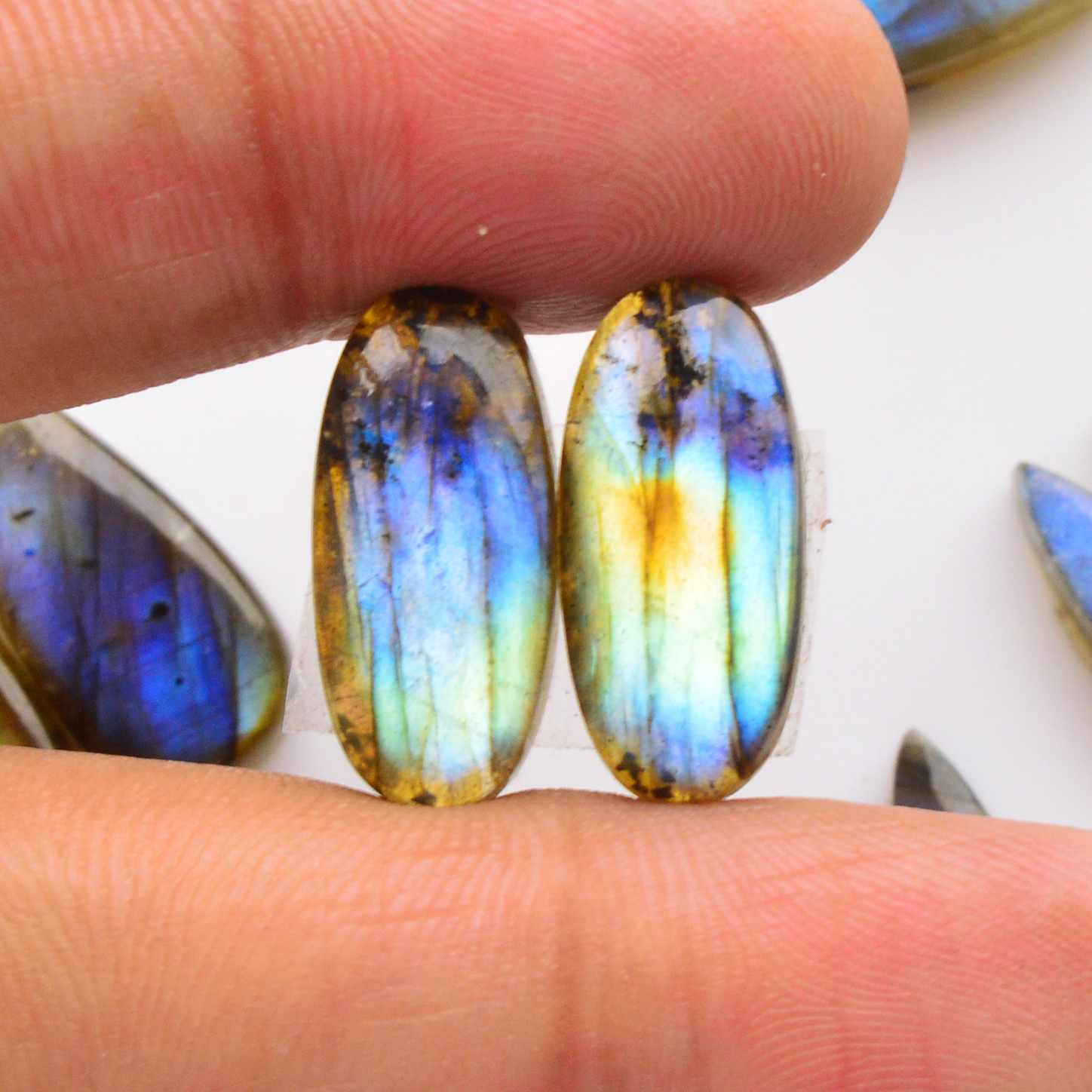 14 Pair 175Cts Natural Labradorite Pair Gemstone Lot for jewellery making 22x6 15x9mm 19770