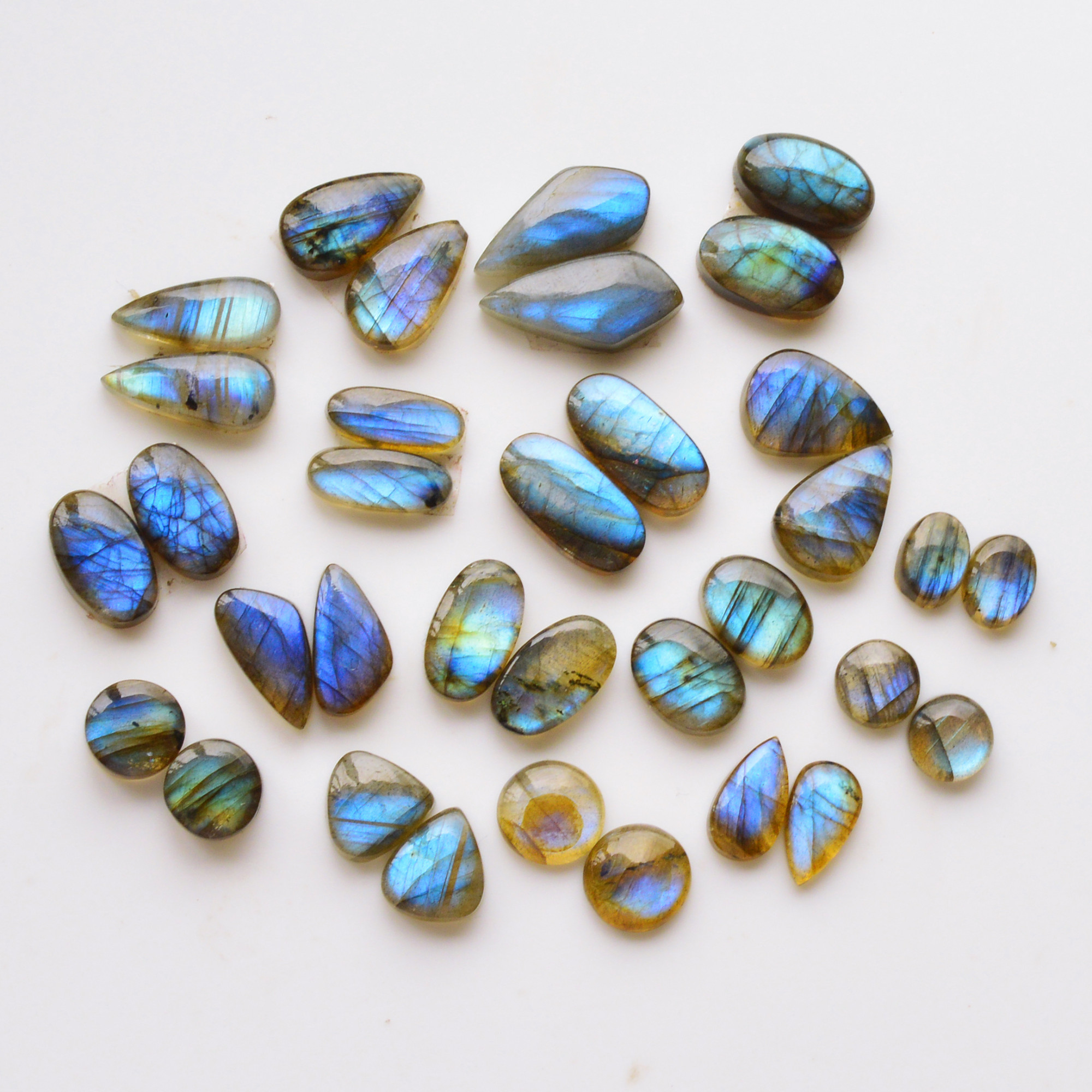 17 Pair 130Cts  Natural Labradorite Pair Gemstone Lot for jewellery making  18x8 10x10mm 19772