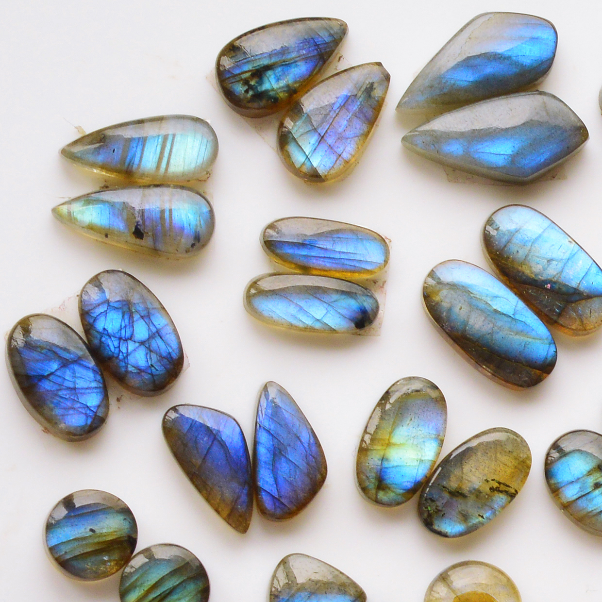 17 Pair 130Cts  Natural Labradorite Pair Gemstone Lot for jewellery making  18x8 10x10mm 19772