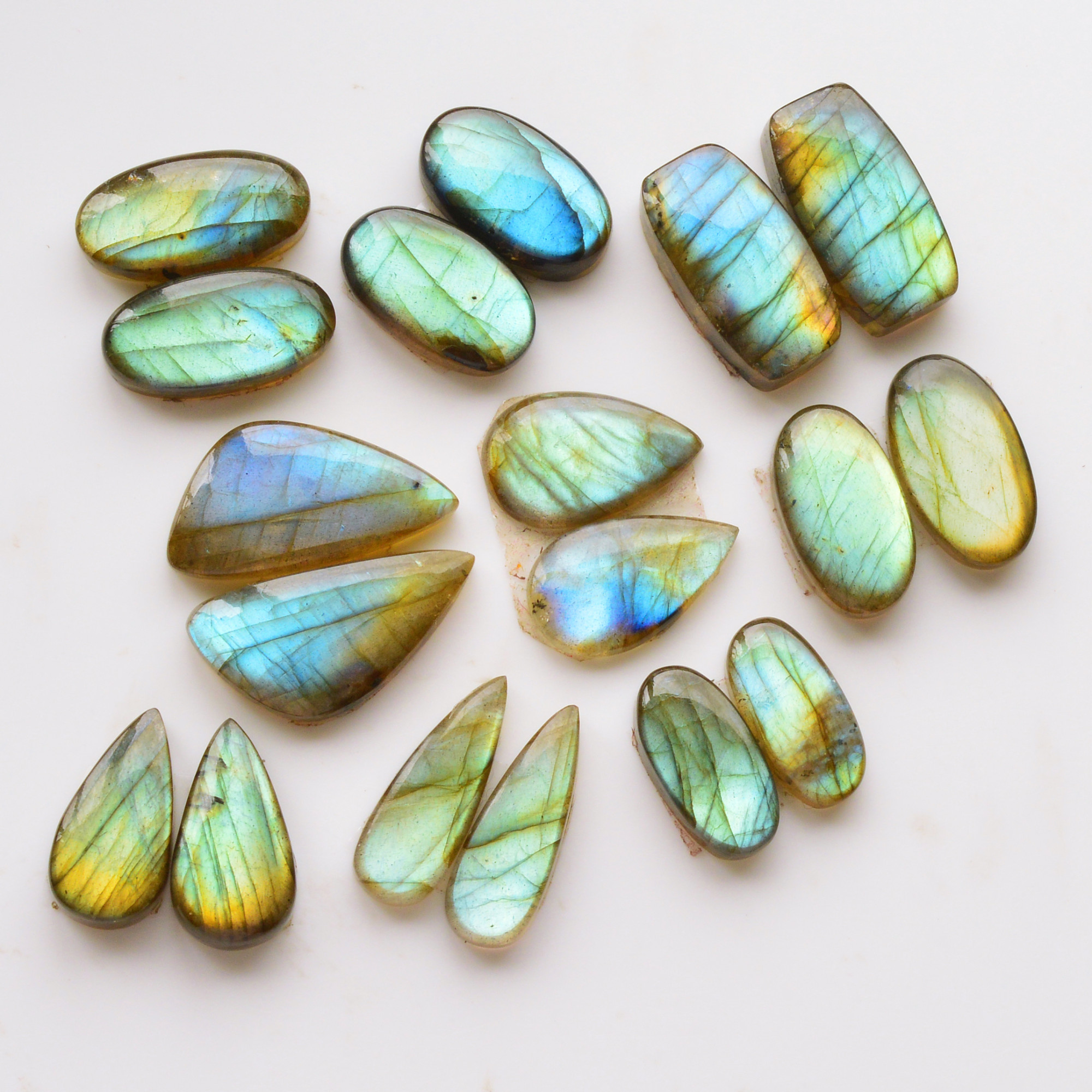 9 Pair 180Cts  Natural Labradorite Pair Gemstone Lot for jewellery making  25x13 16x9mm 19773
